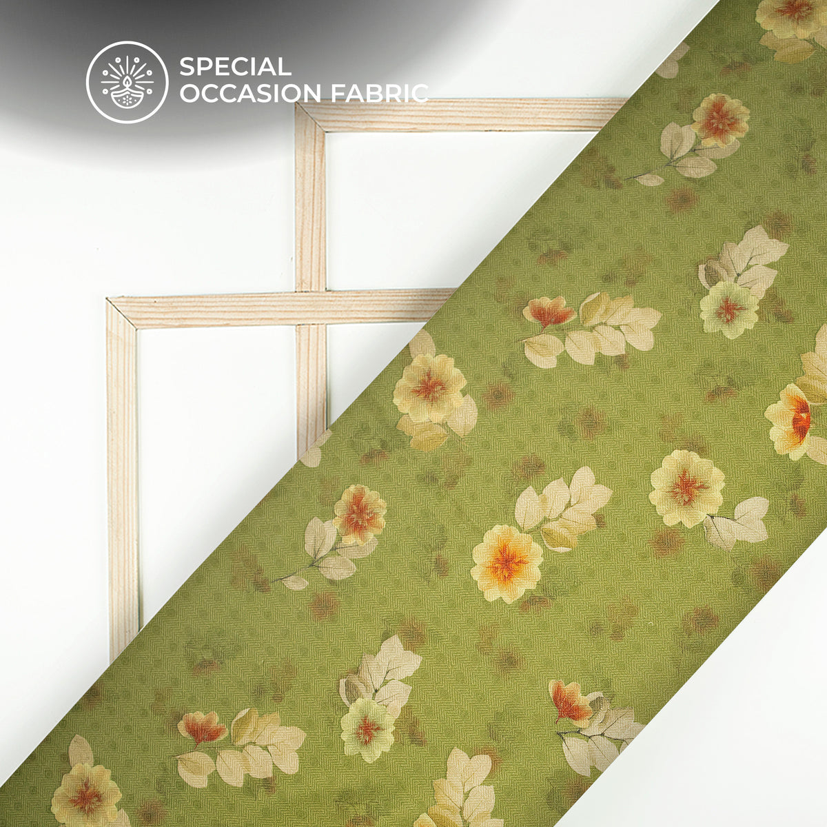 Apple Green Floral Digital Print Blend Pashmina Fabric