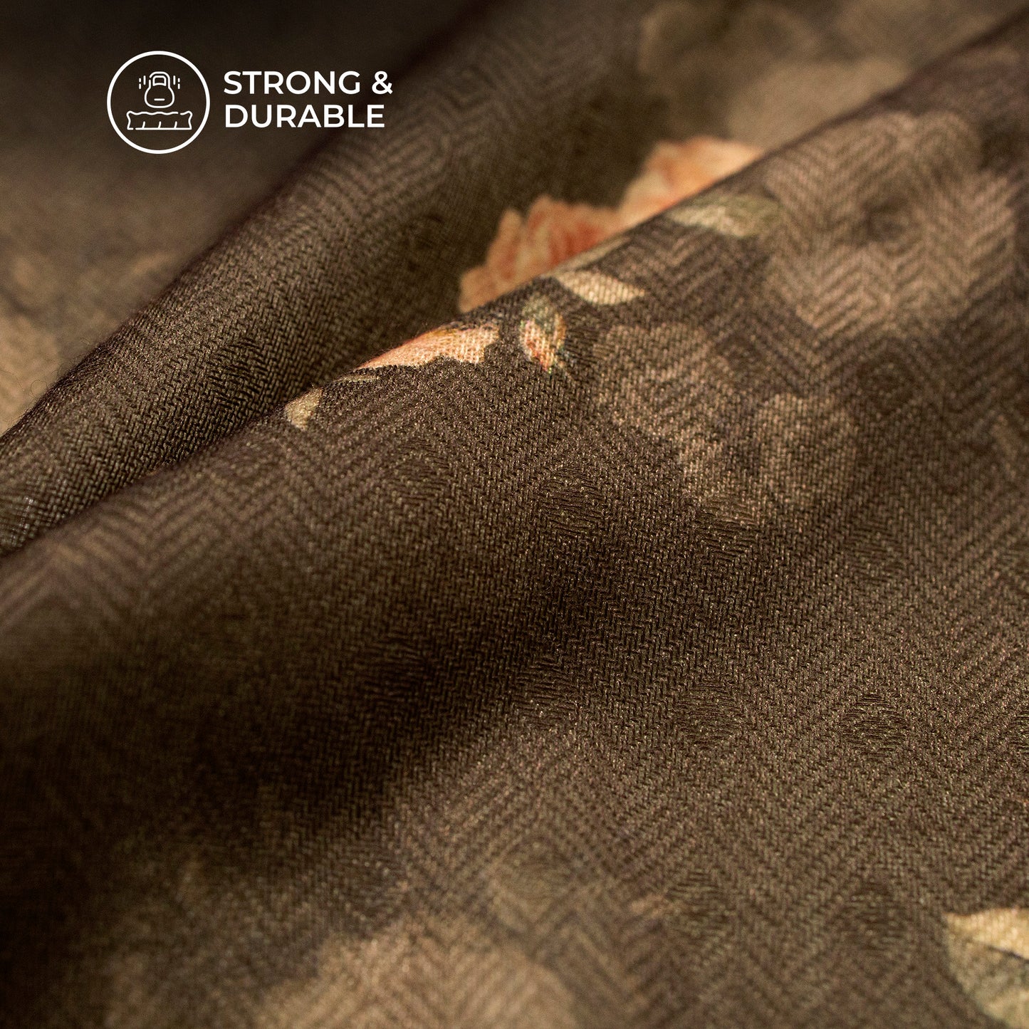 Mocha Brown Floral Digital Print Blend Pashmina Fabric