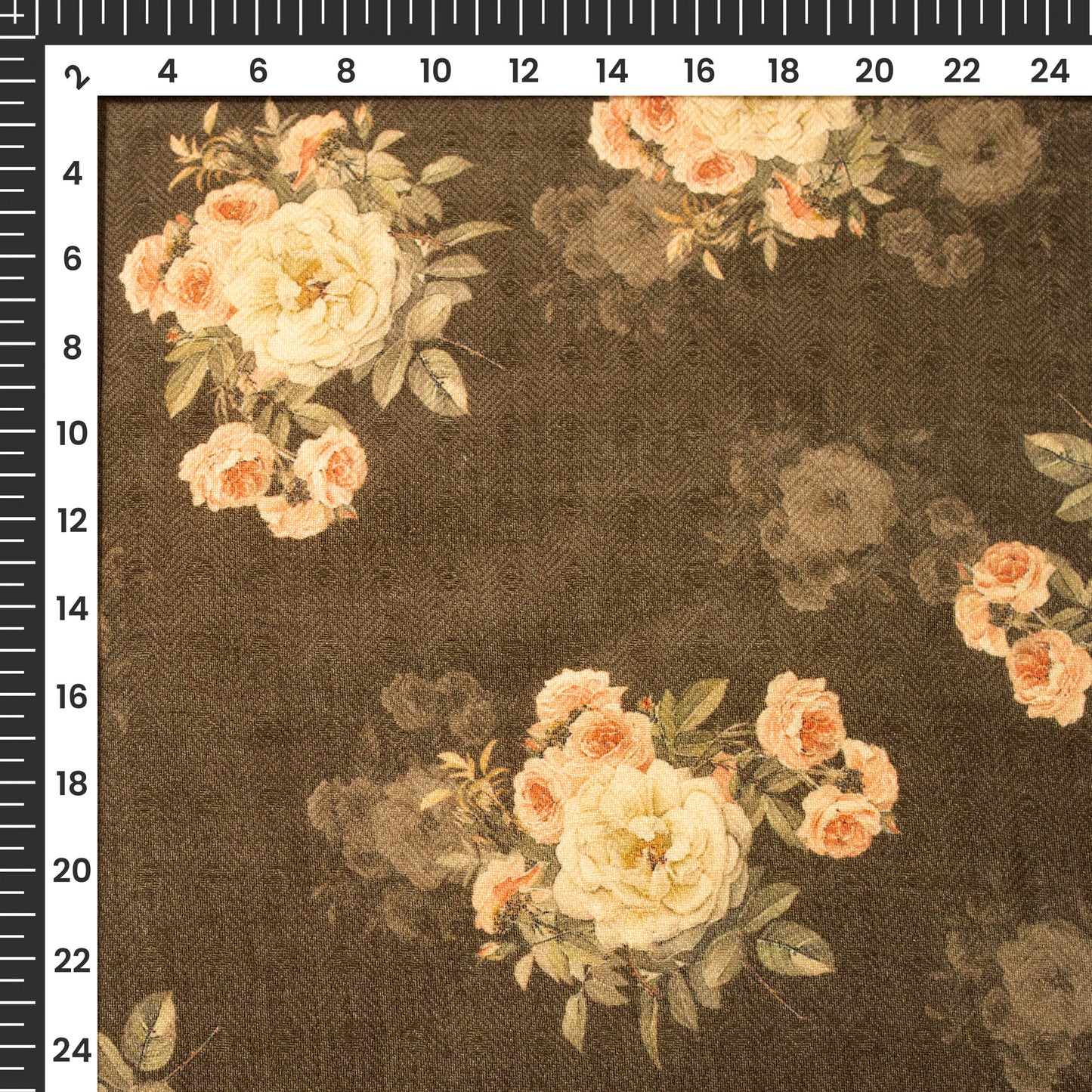 Mocha Brown Floral Digital Print Blend Pashmina Fabric