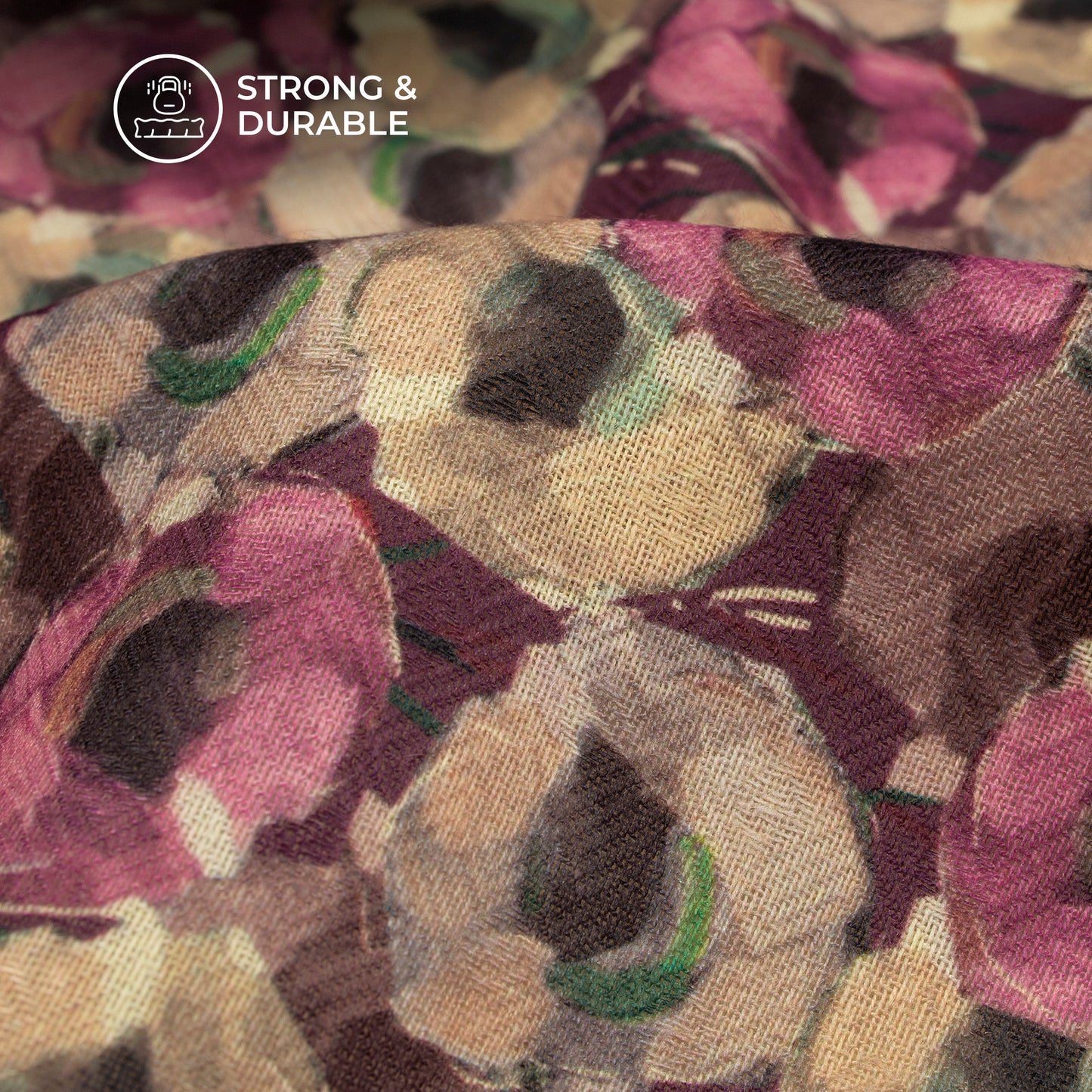 Hot Pink Floral Digital Print Blend Pashmina Fabric