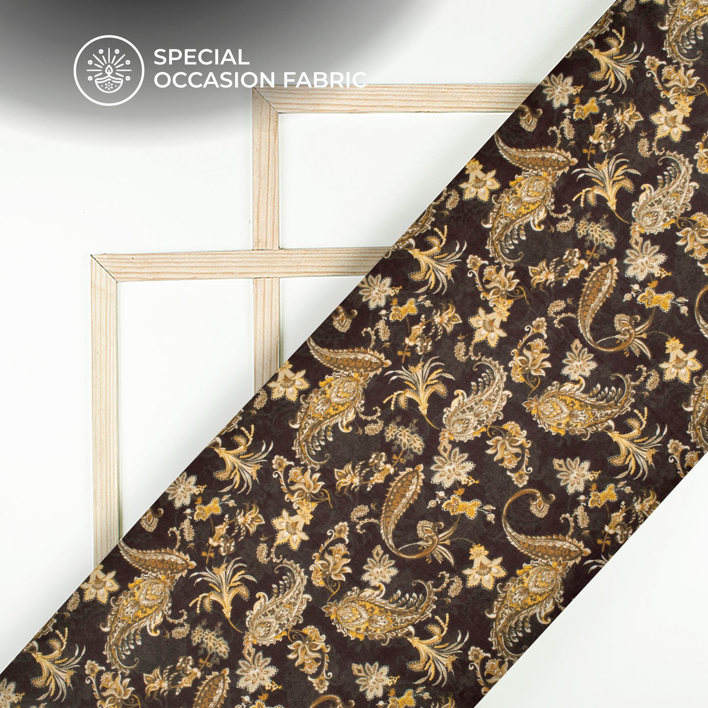 Brown Paisley Digital Print Viscose Gaji Silk Fabric