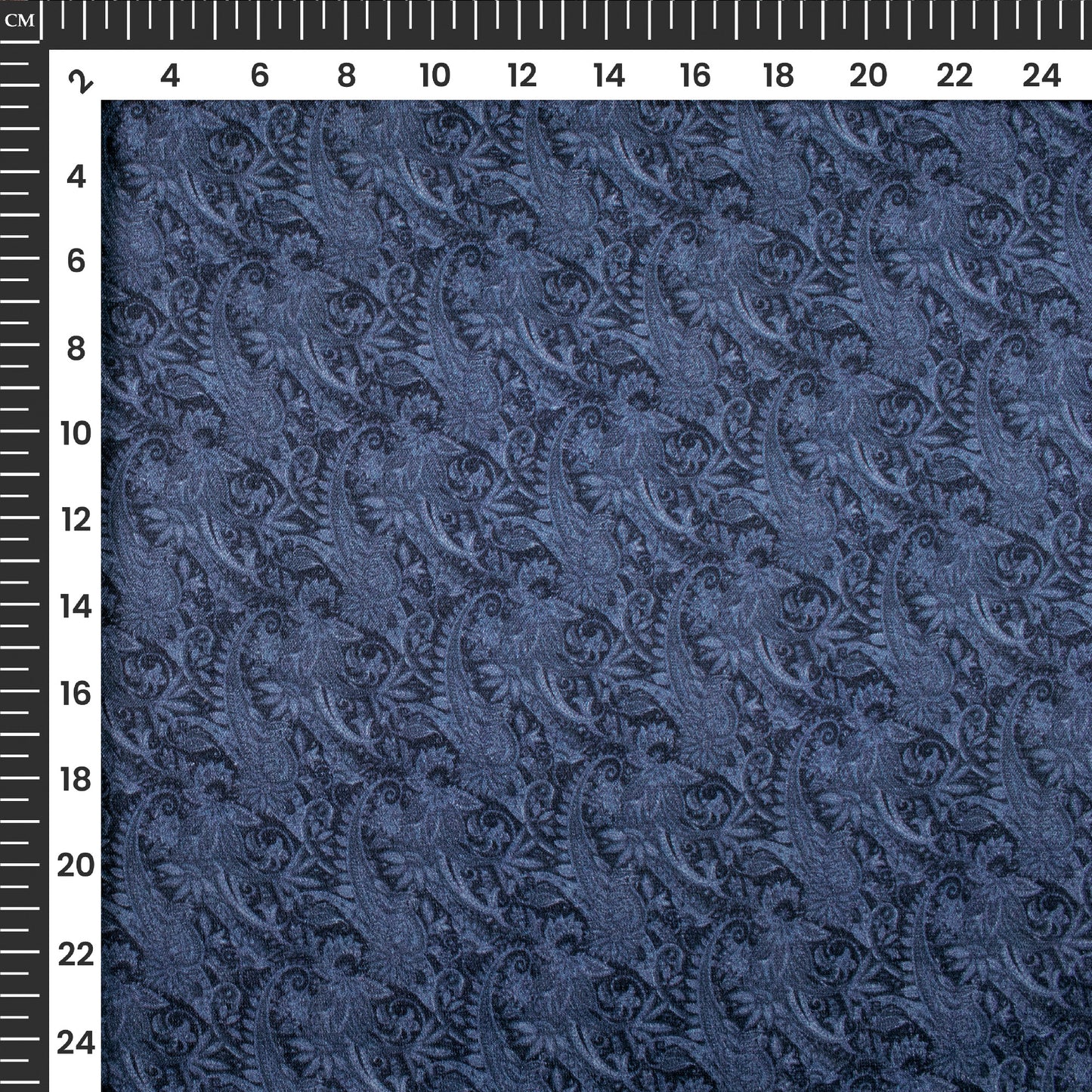 Squid Ink Paisley Digital Print Viscose Gaji Silk Fabric