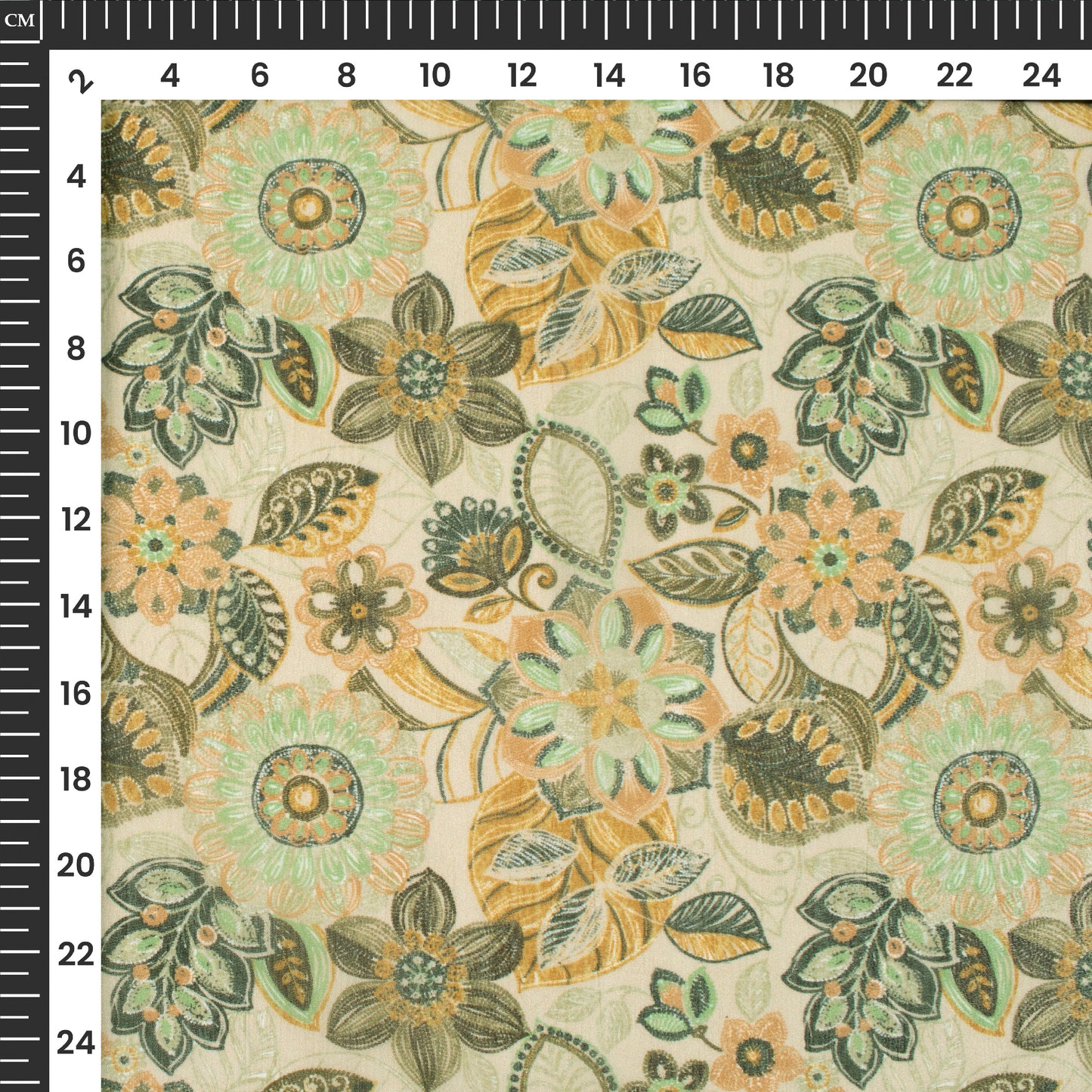 Golden Yellow Floral Digital Print Viscose Georgette Fabric
