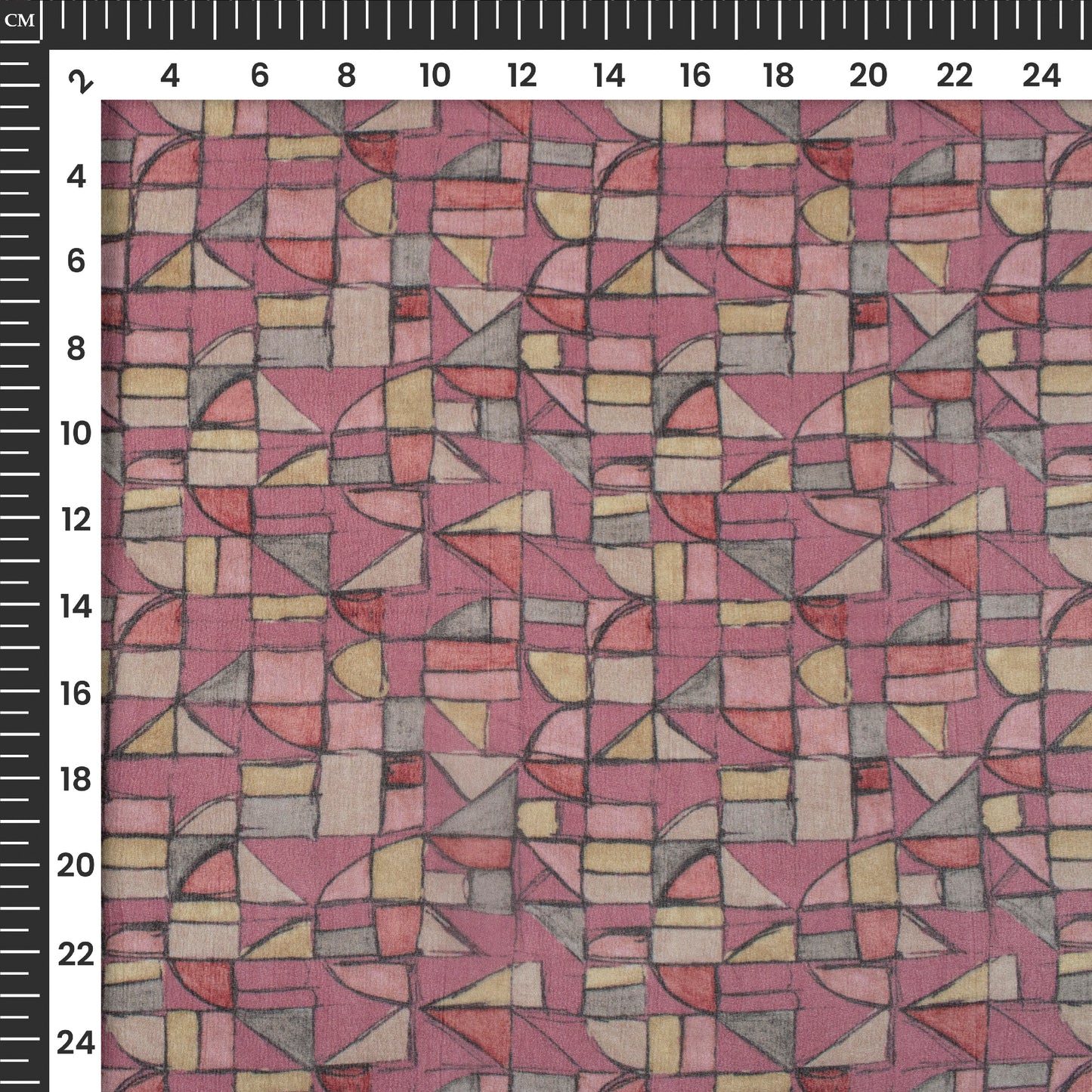 Multi-Color Geometric Digital Print Viscose Georgette Fabric