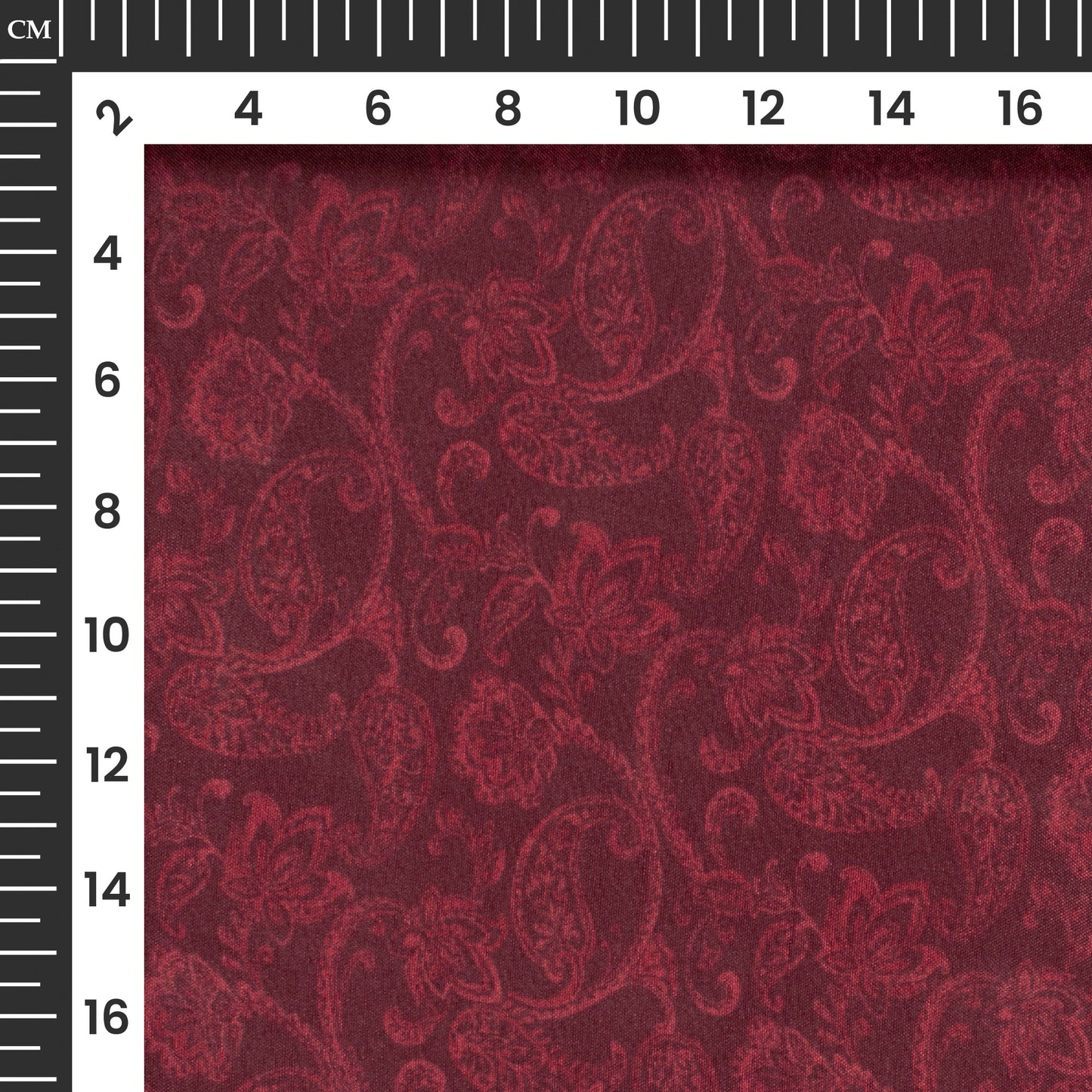 Burgundy Red Paisley Digital Print Viscose Muslin Fabric