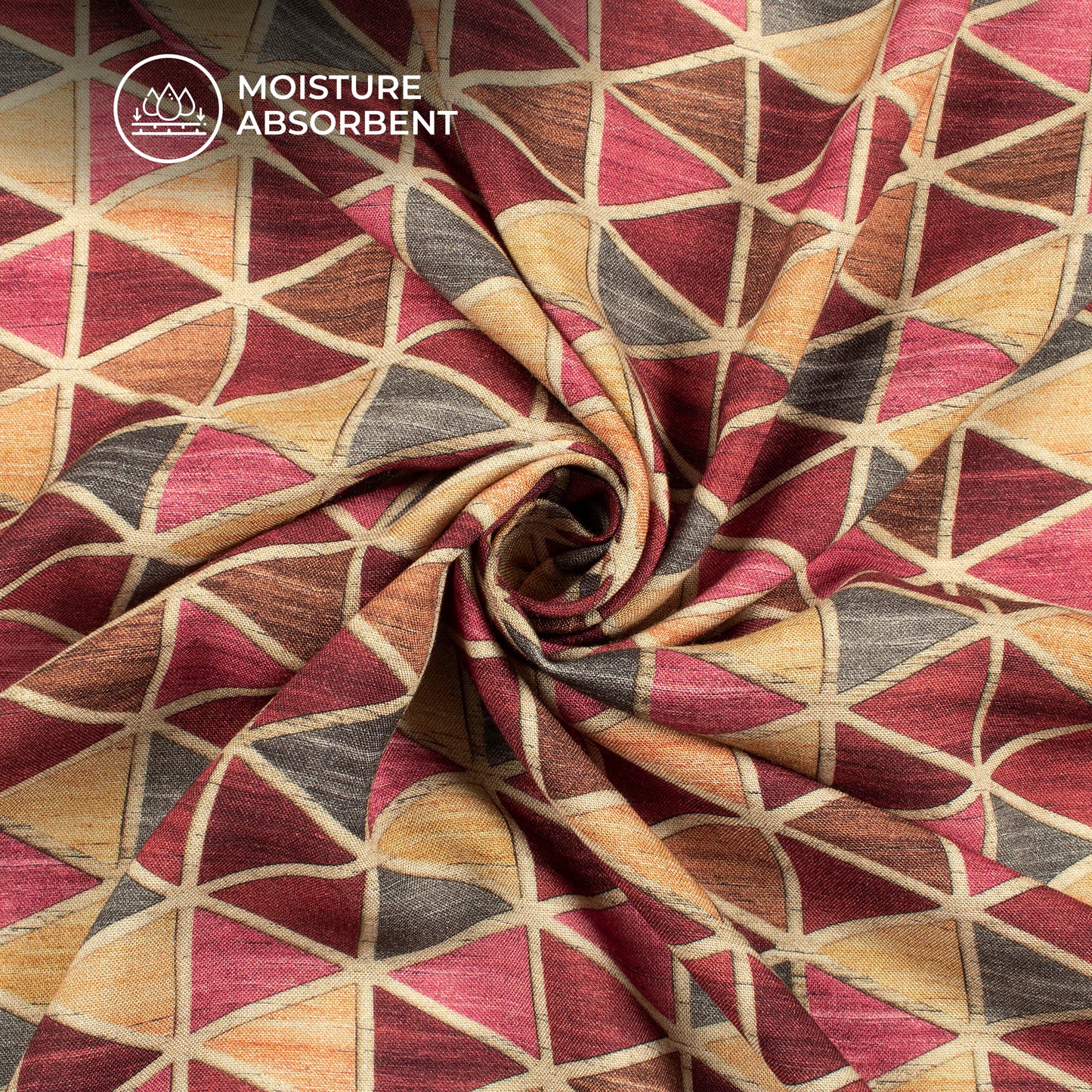 Triangle Geometric Digital Print Viscose Rayon Fabric (Width 58 Inches)