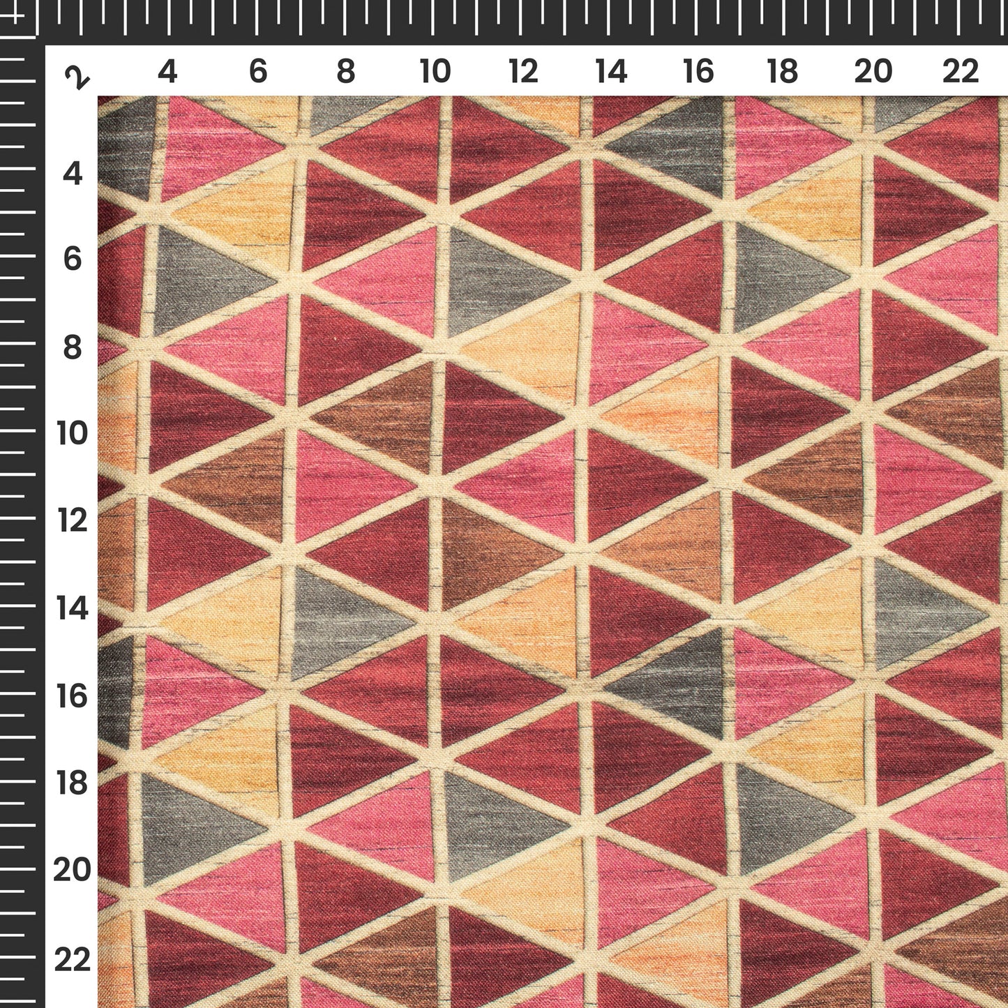 Triangle Geometric Digital Print Viscose Rayon Fabric (Width 58 Inches)