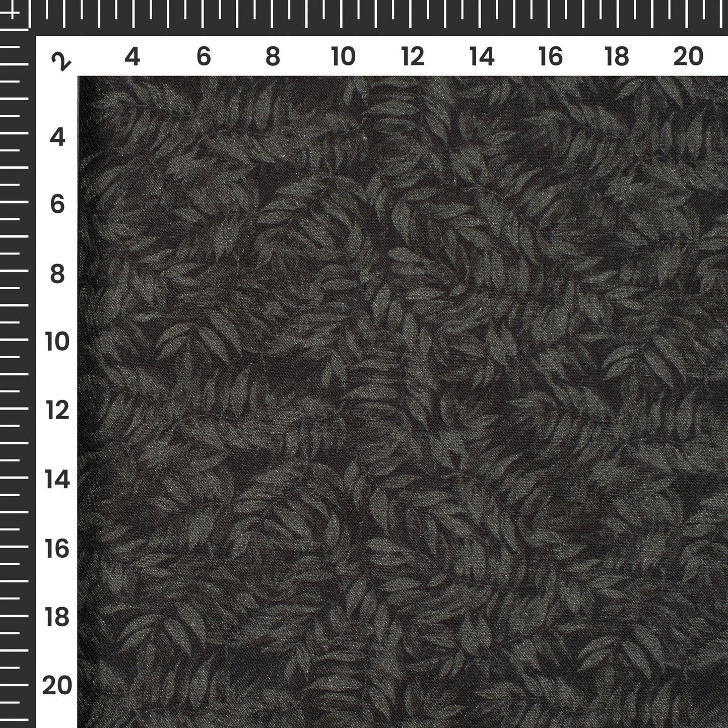 Black Leaf Digital Print Viscose Rayon Fabric (Width 58 Inches)