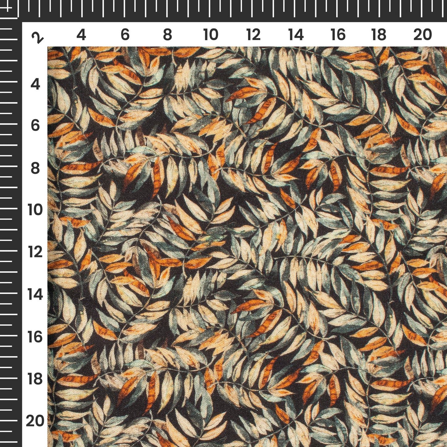 Vintage Leaf Digital Print Viscose Rayon Fabrcic (Width 58 Inches)
