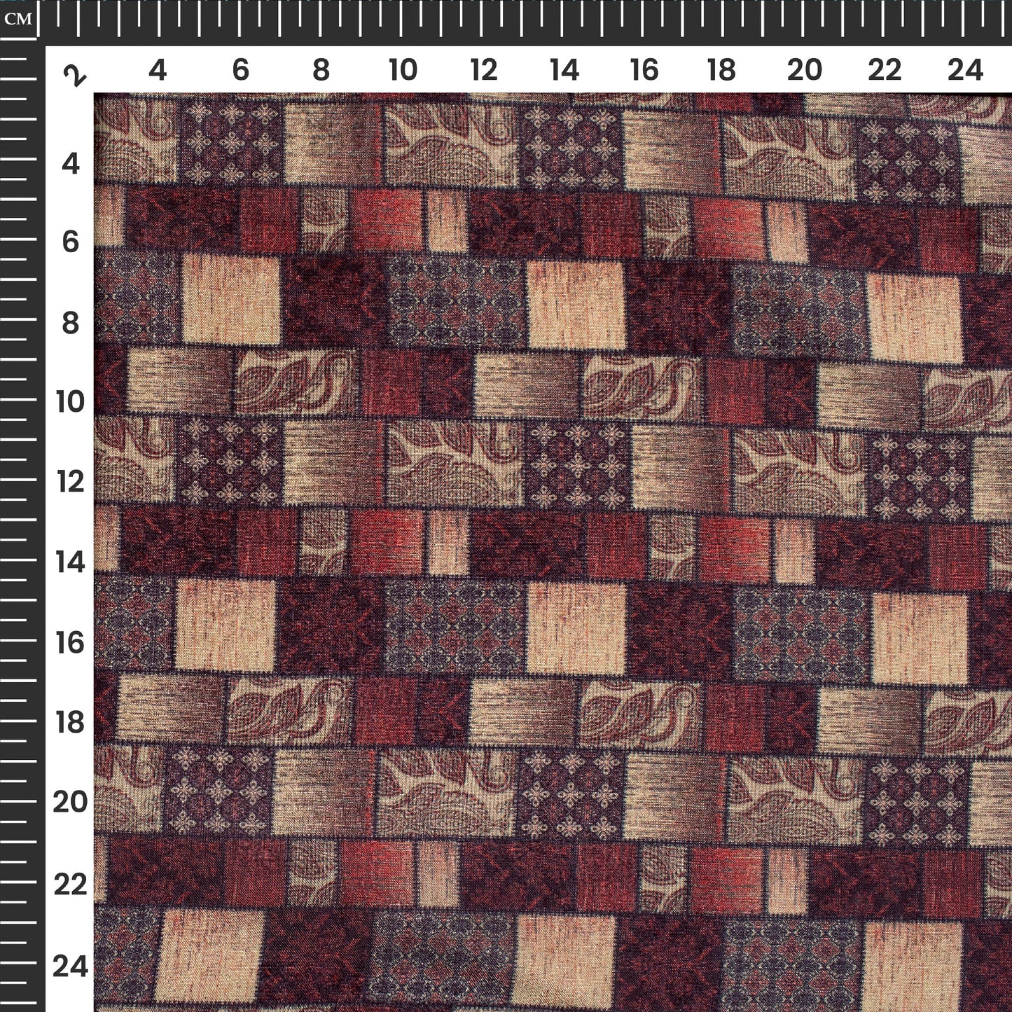 Burnt Umber Checks Digital Print Viscose Uppada Silk Fabric