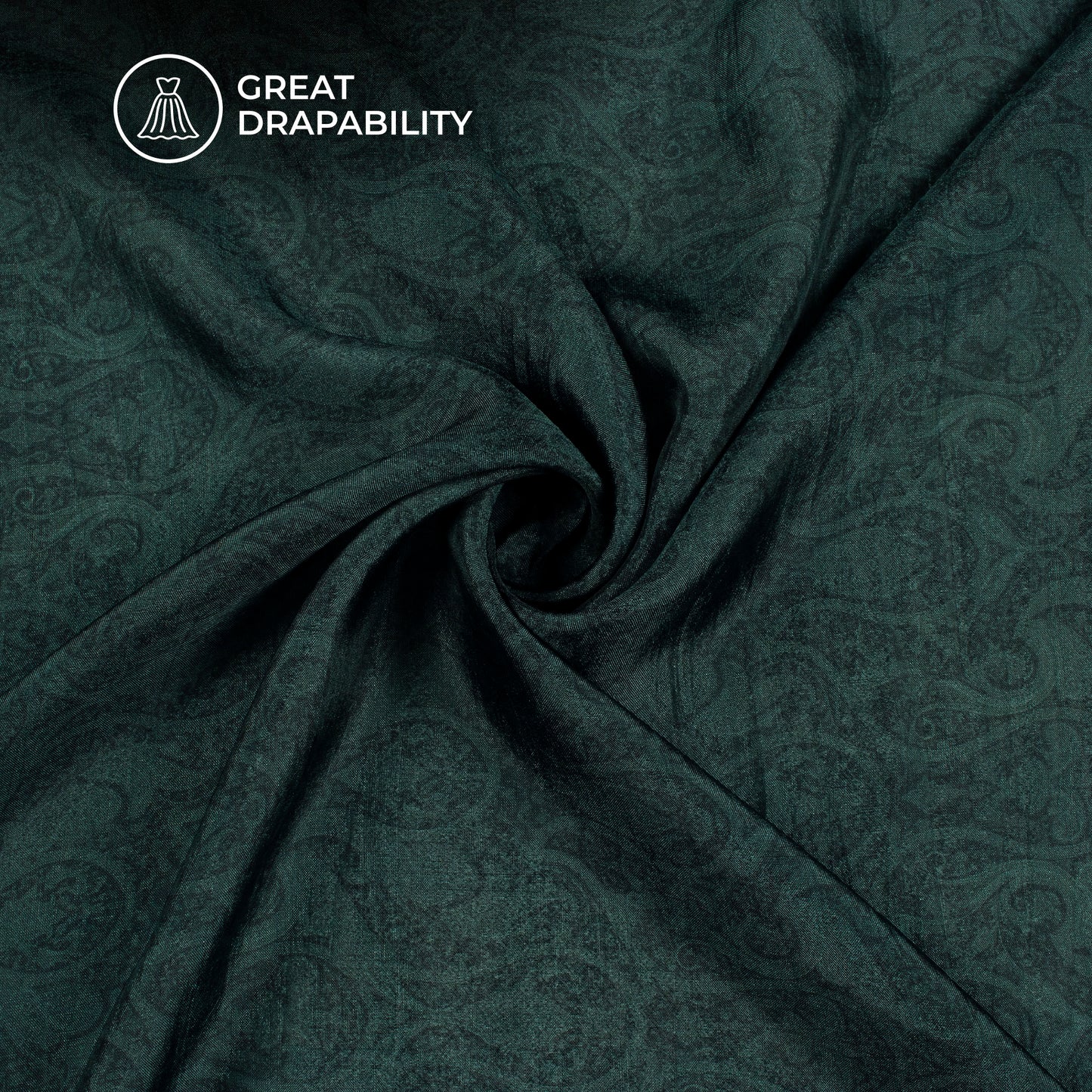 Castleton Green Paisley Digital Print Viscose Uppada Silk Fabric