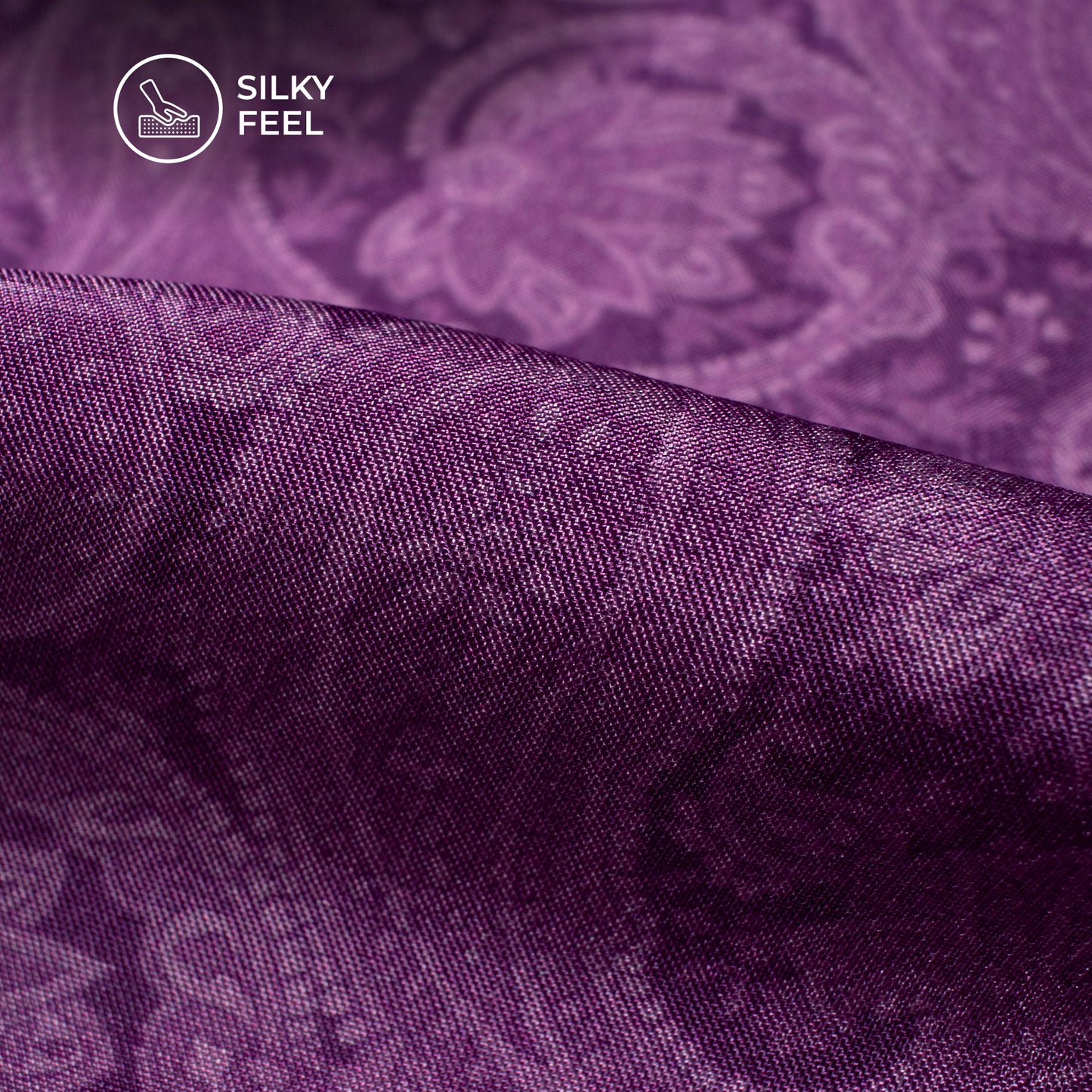 Dark Purple Paisley Digital Print Viscose Uppada Silk Fabric