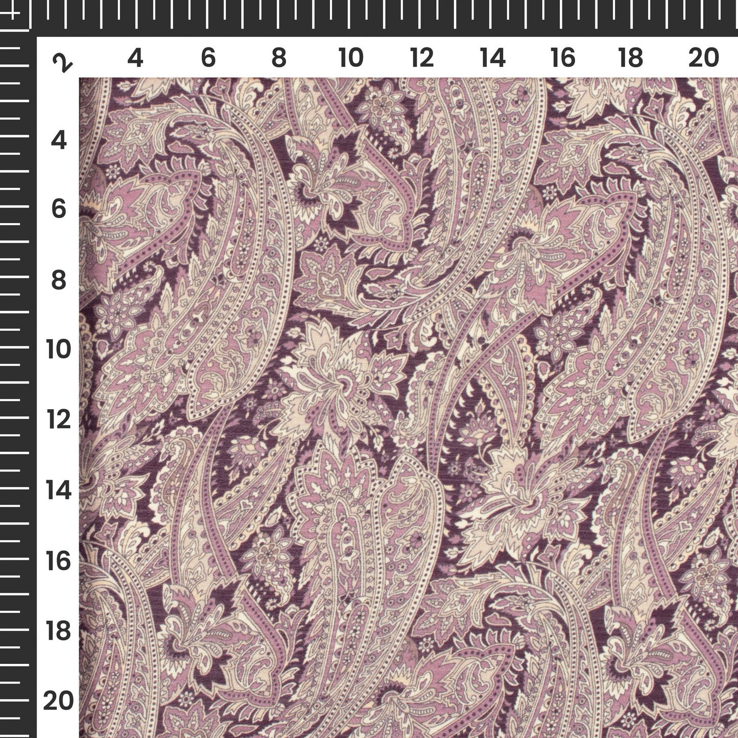 Heather Purple Paisley Digital Print Chiffon Satin Fabric