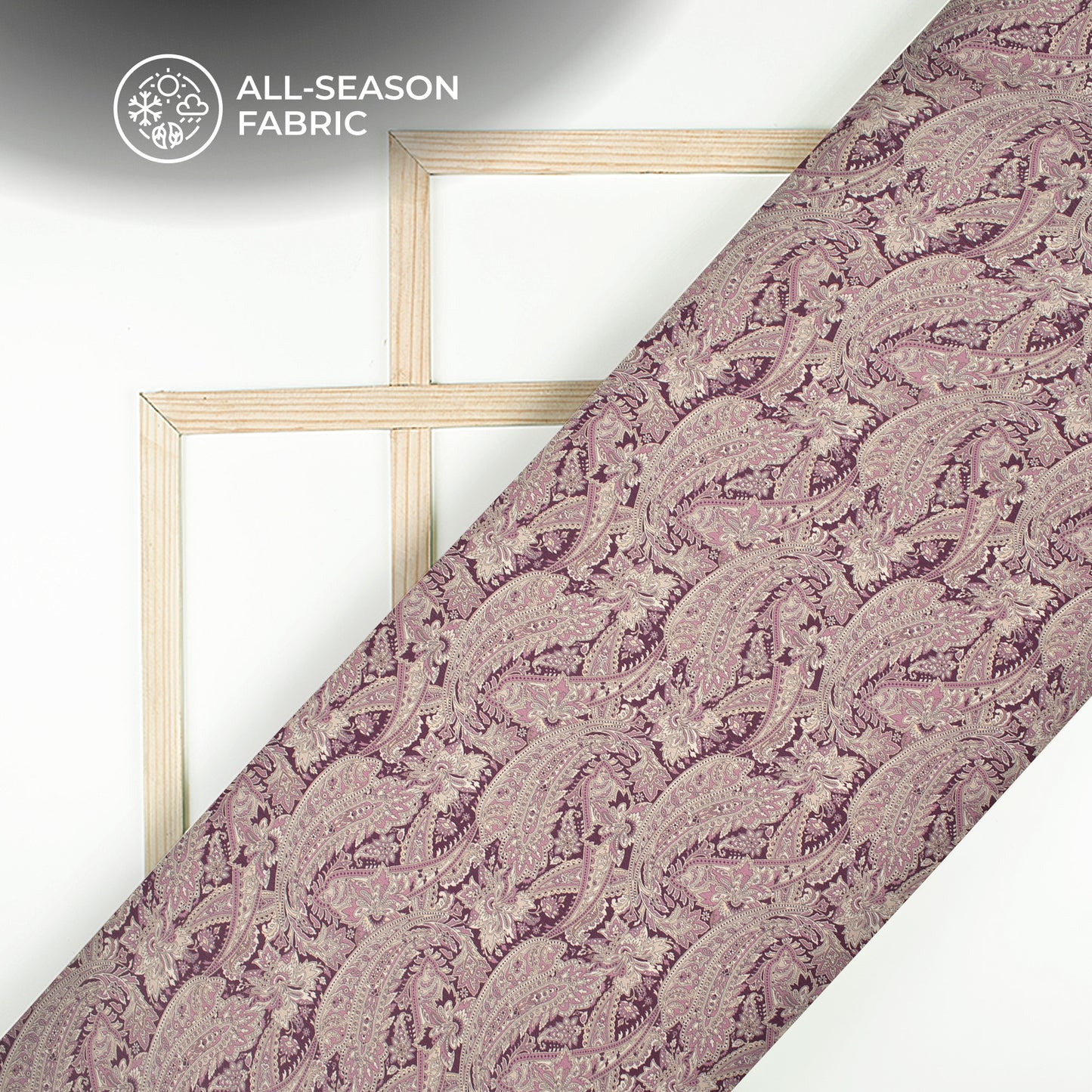 Heather Purple Paisley Digital Print Chiffon Satin Fabric