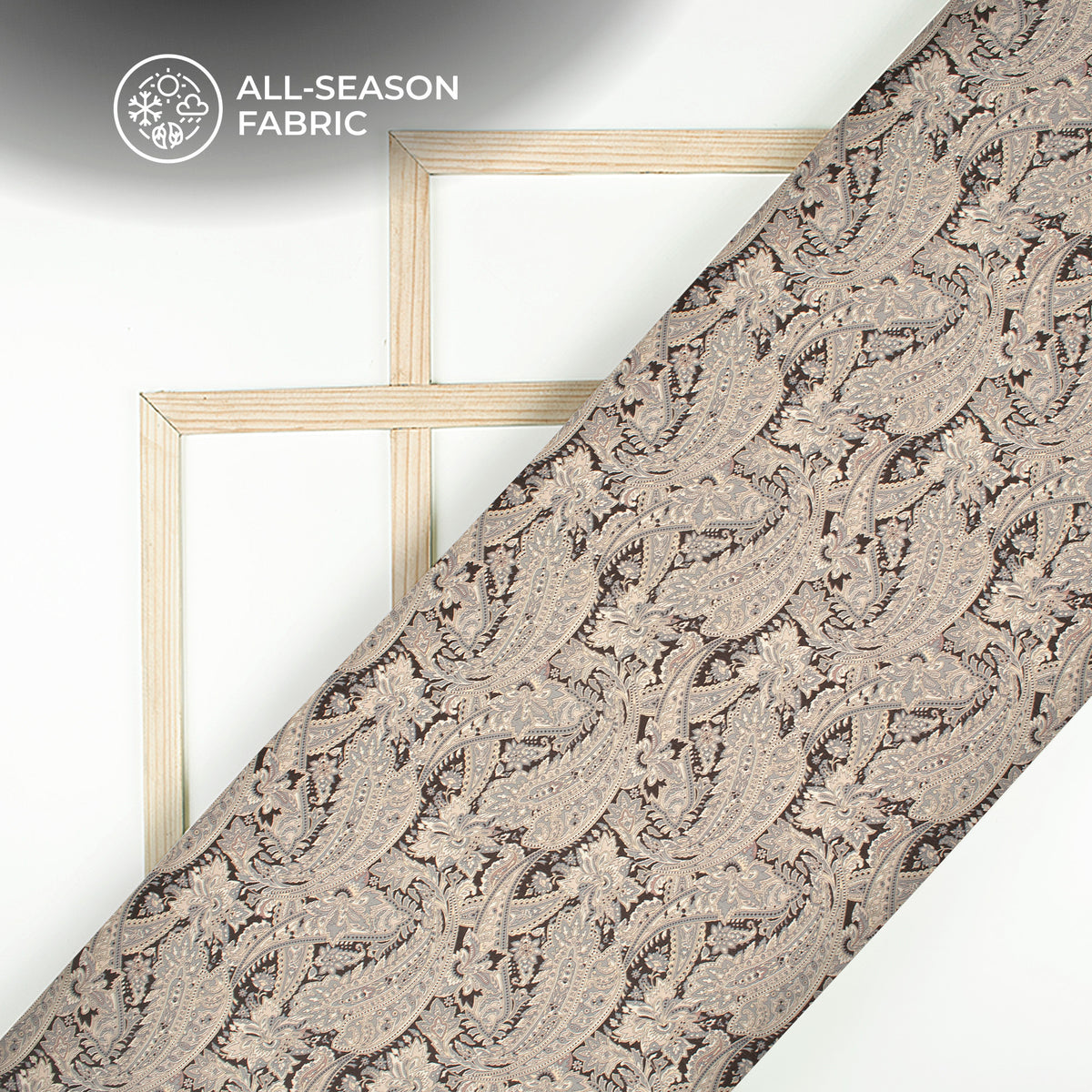 Gray Paisley Digital Print Chiffon Satin Fabric