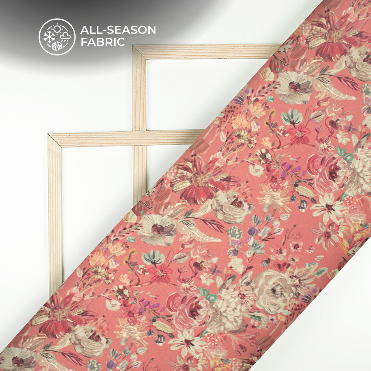 Punch Pink Floral Digital Print Chiffon Satin Fabric