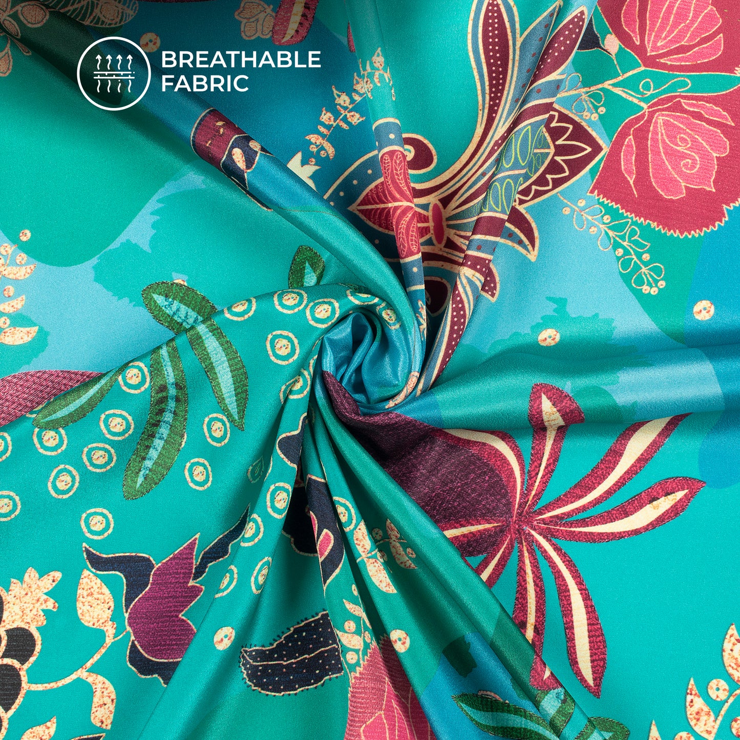 Multi-Color Floral Digital Print Crepe Silk Fabric