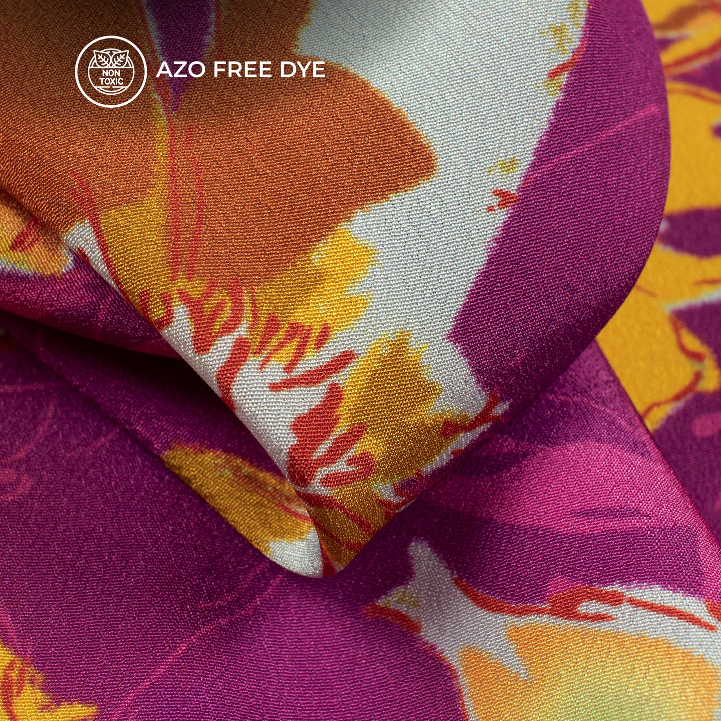 Dark Magenta Floral Digital Print Crepe Silk Fabric