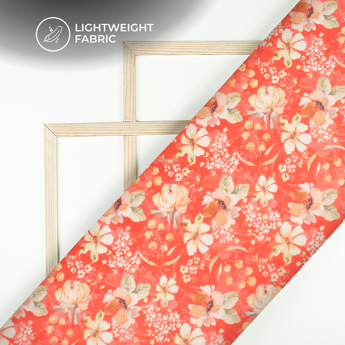 Rose Red Floral Digital Print Organza Satin Fabric