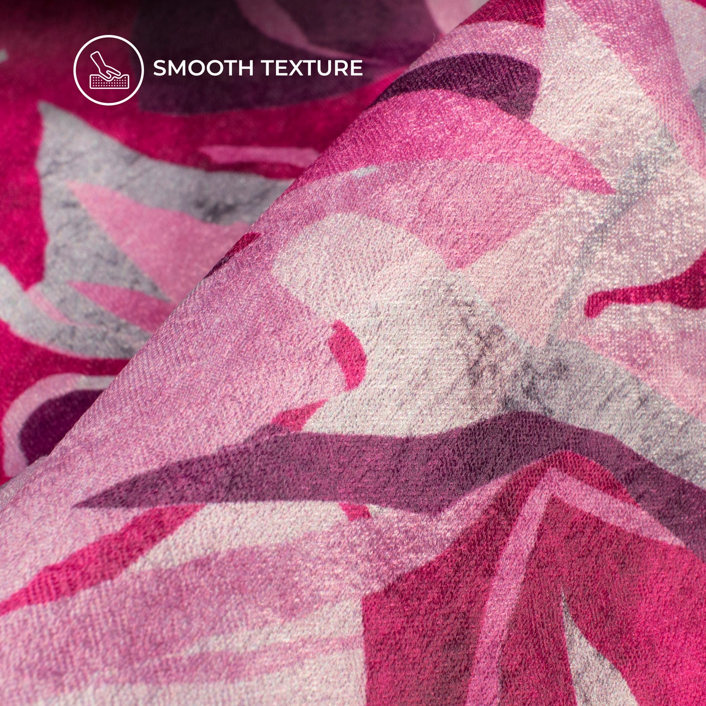 Wine Purple Leaf Digital Print Lush Satin Fabric