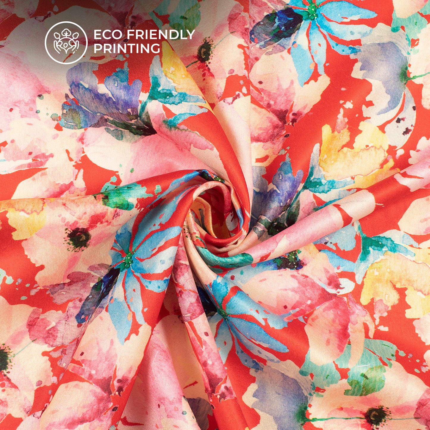 Enchanting Floral Digital Print Lush Satin Fabric