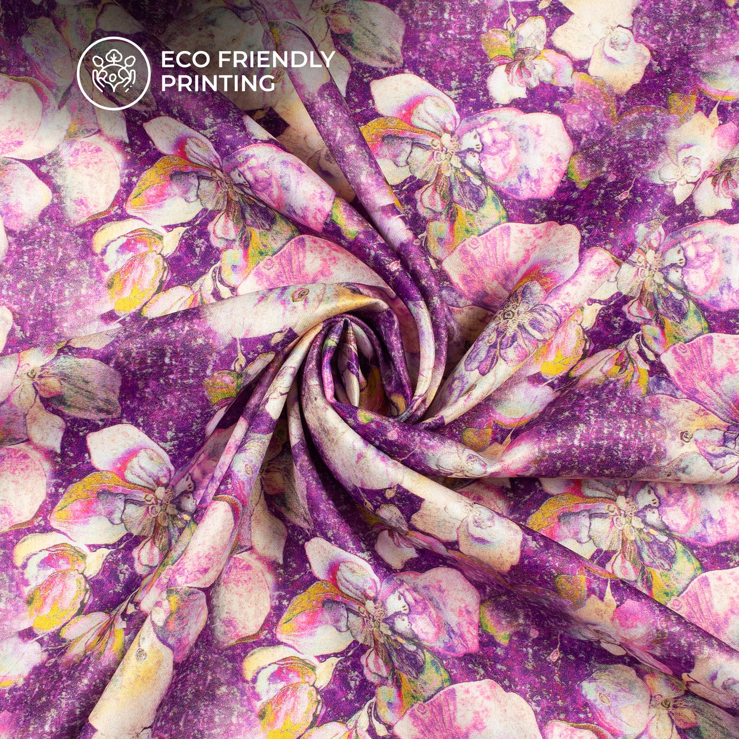 Stylish Floral Digital Print Lush Satin Fabric