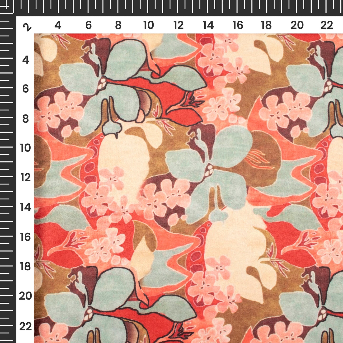 Vintage Floral Digital Print Lush Satin Fabric