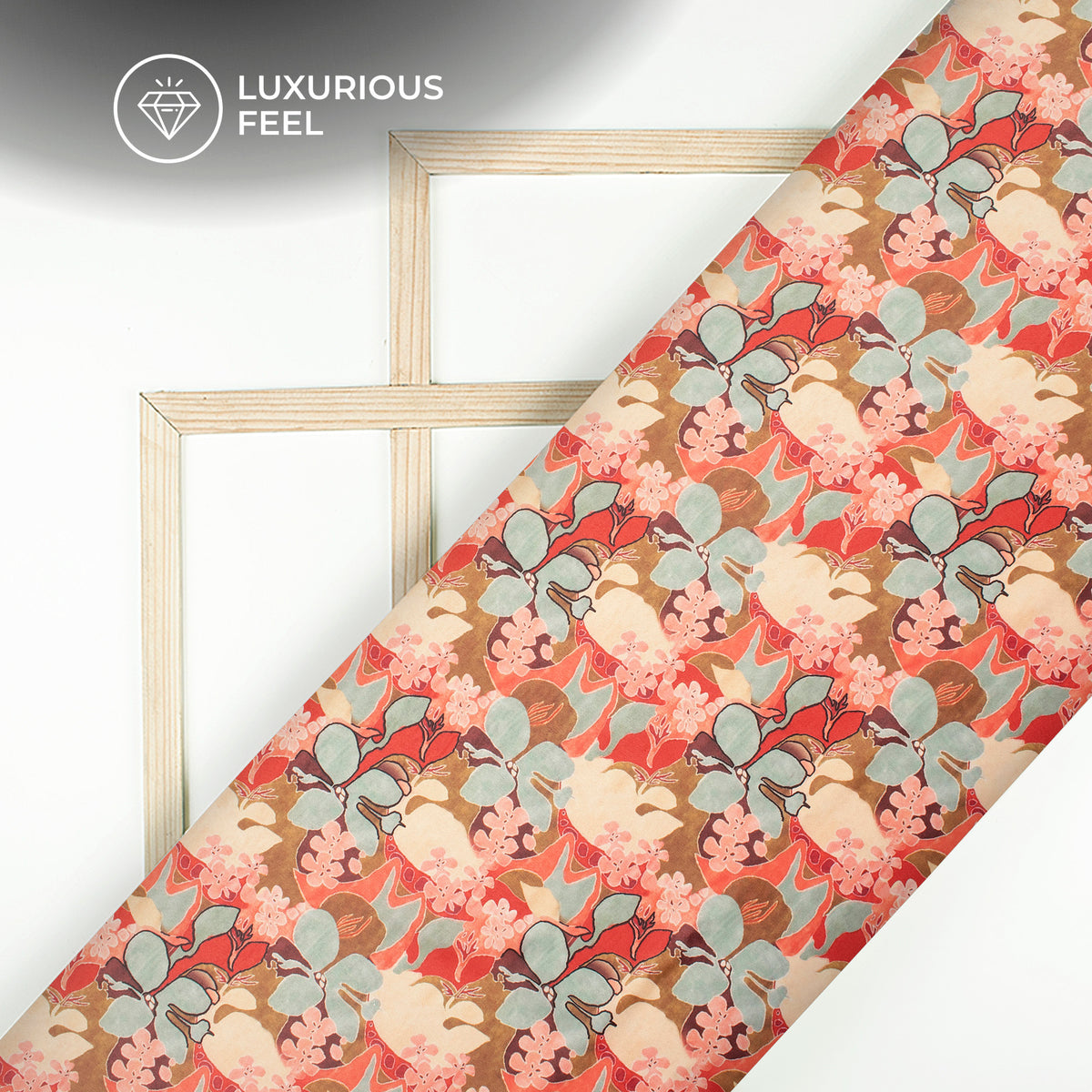 Vintage Floral Digital Print Lush Satin Fabric