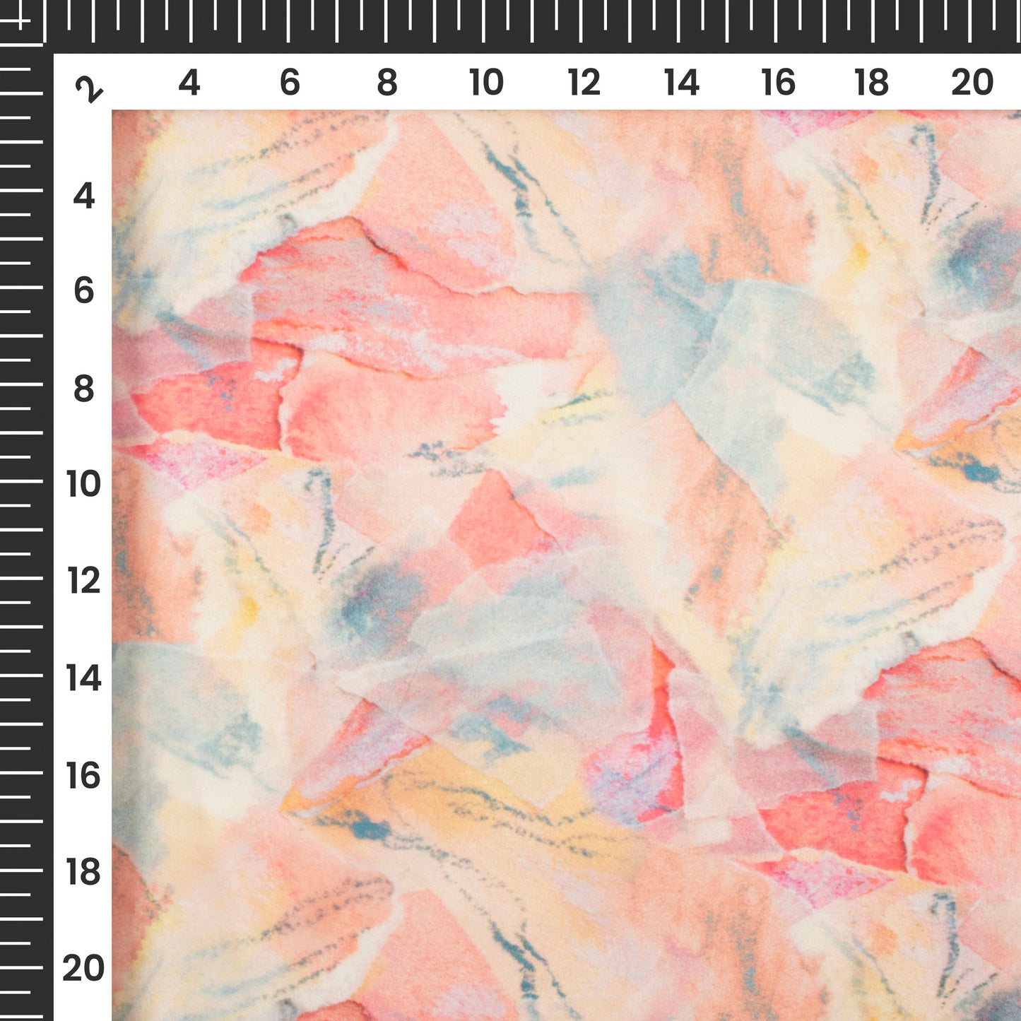 Watermelon Pink Abstract Digital Print Organza Satin Fabric