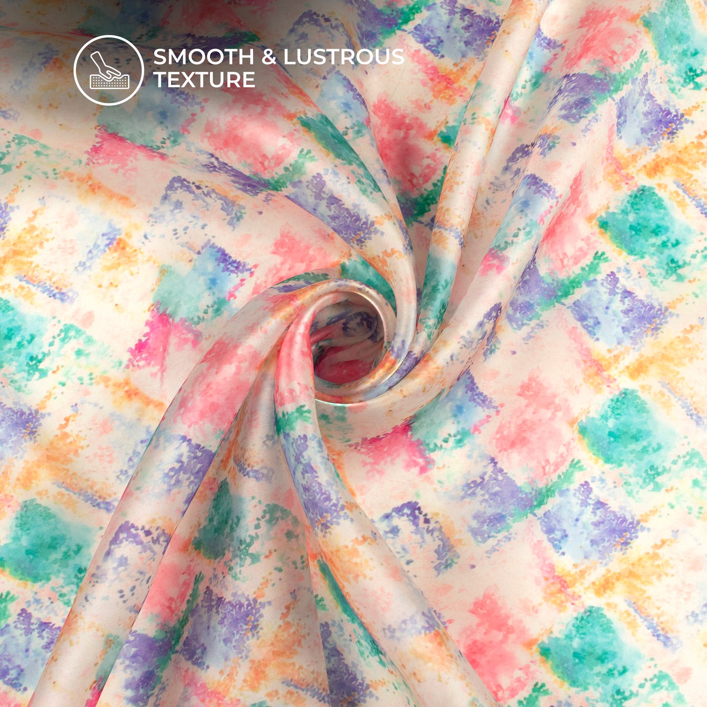 Multi-Color Abstract Digital Print Organza Satin Fabric