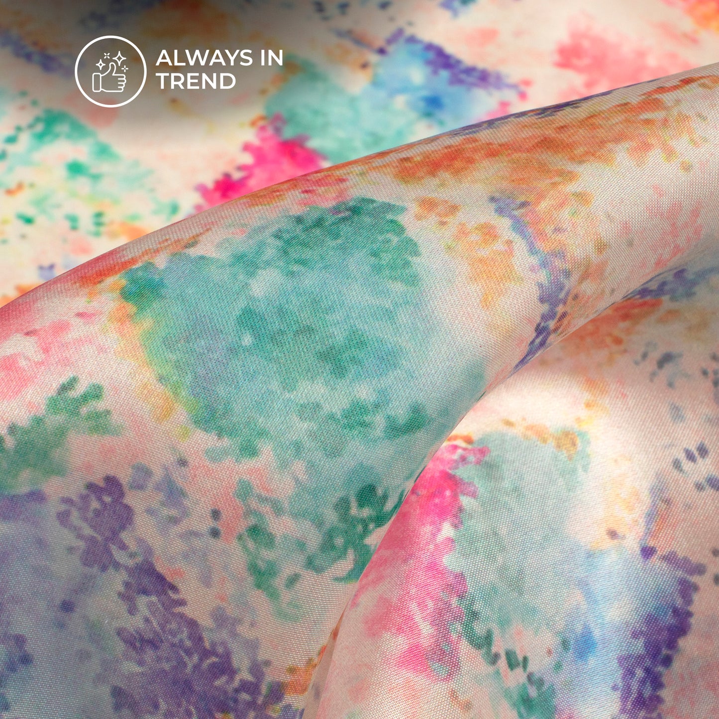 Multi-Color Abstract Digital Print Organza Satin Fabric