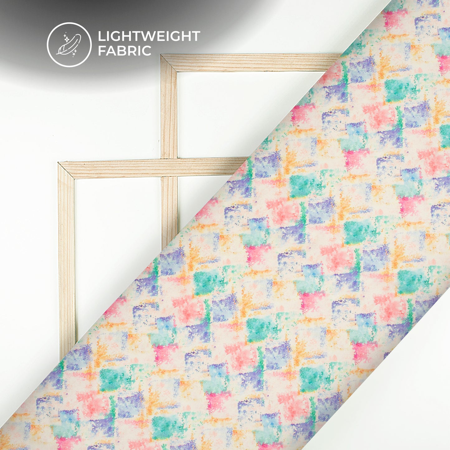 Multi-Color Abstract Digital Print Organza Satin Fabric