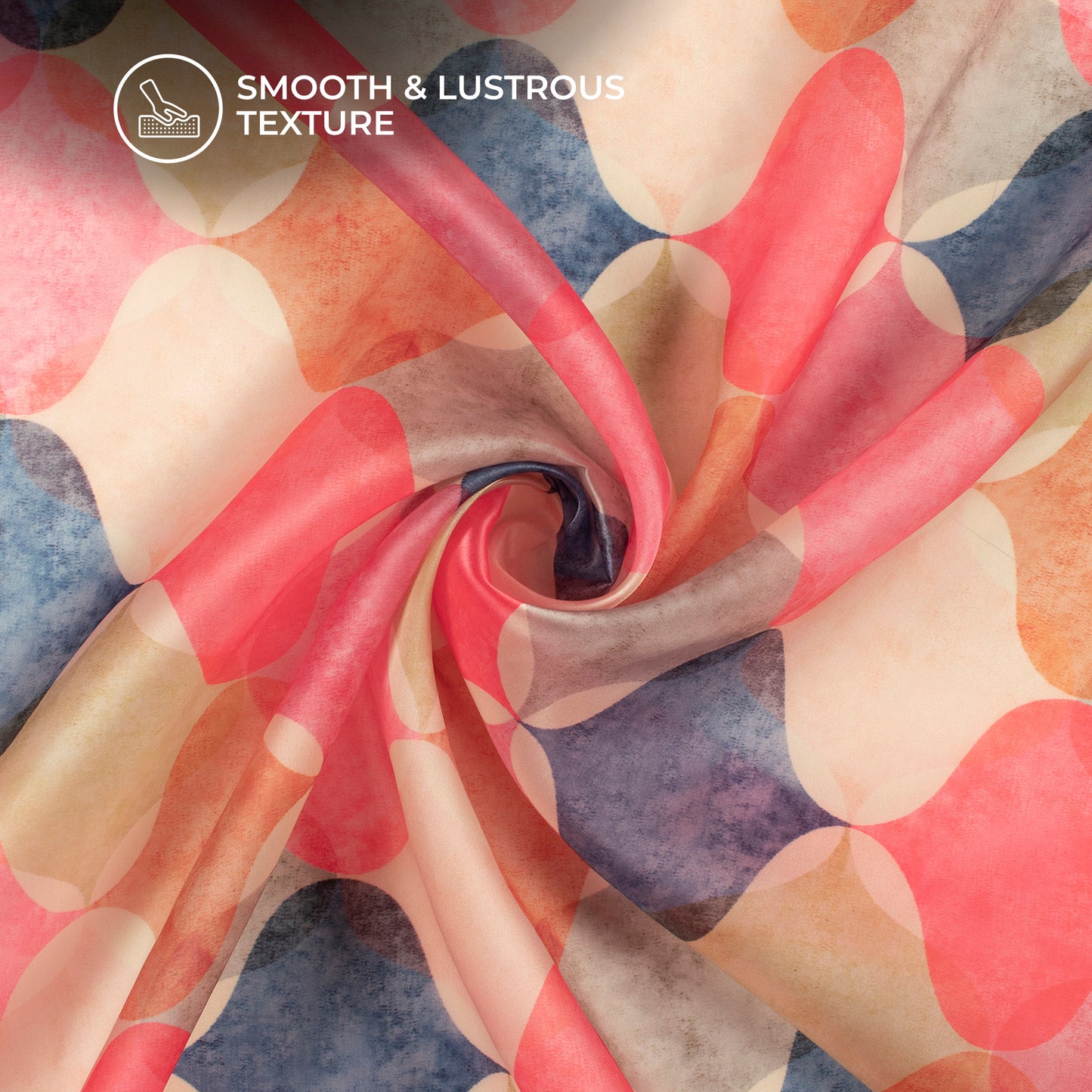 Trandy Multi-Color Abstract Digital Print Organza Satin Fabric