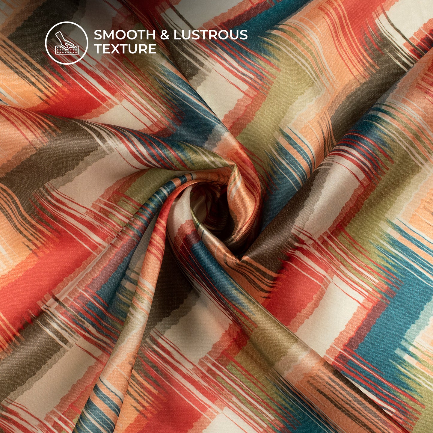 Colorful Chevron Digital Print Organza Satin Fabric