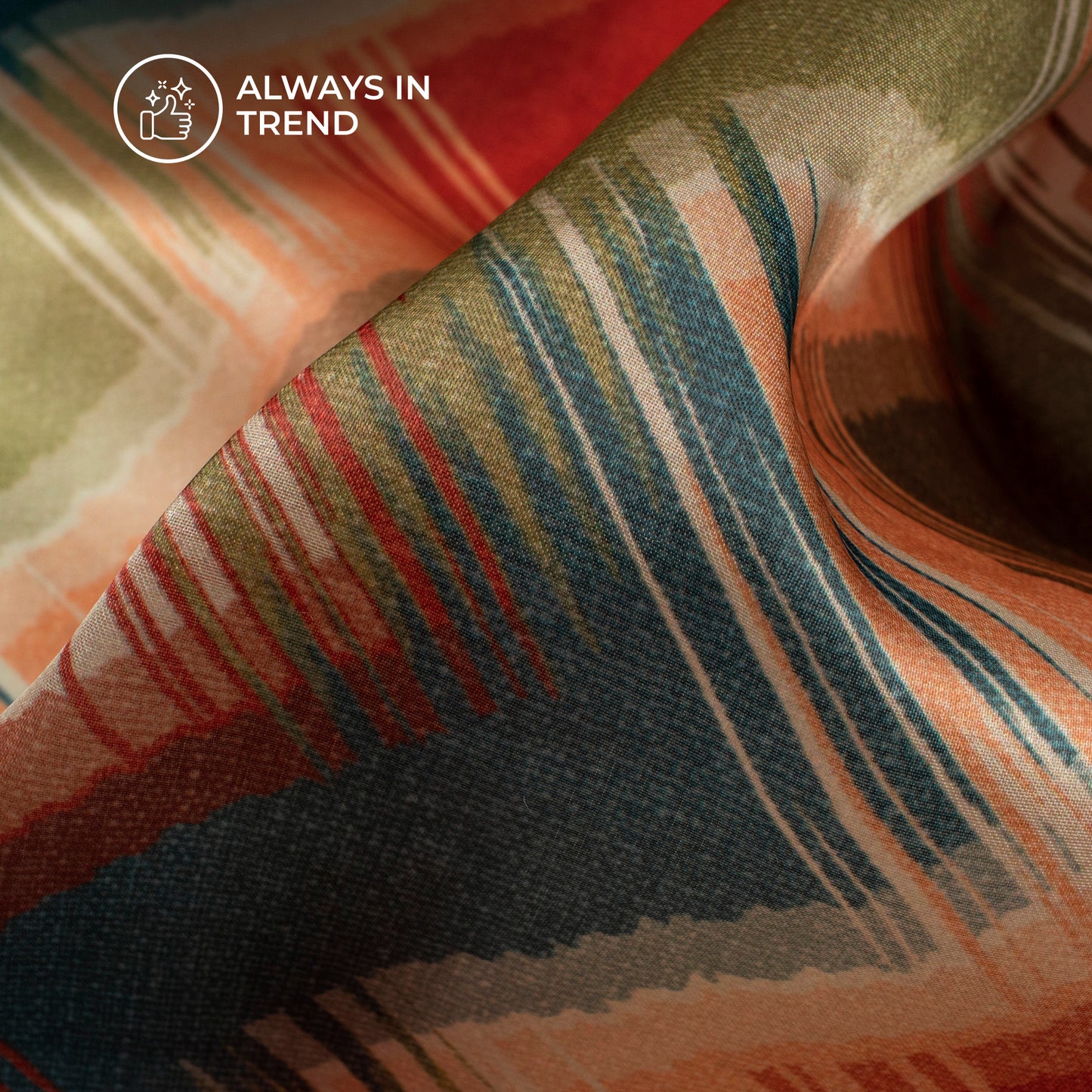 Colorful Chevron Digital Print Organza Satin Fabric