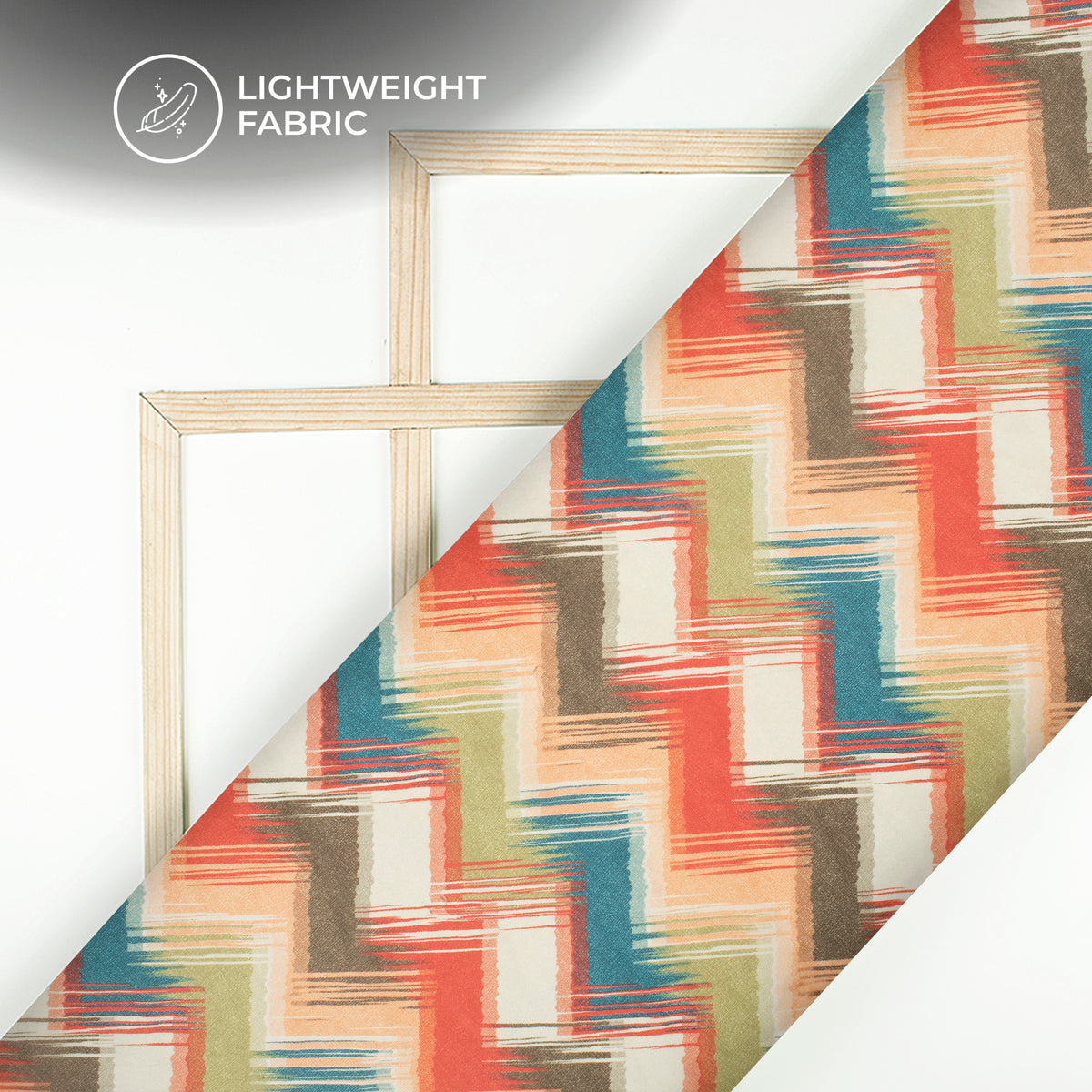 Colorful Chevron Digital Print Organza Satin Fabric