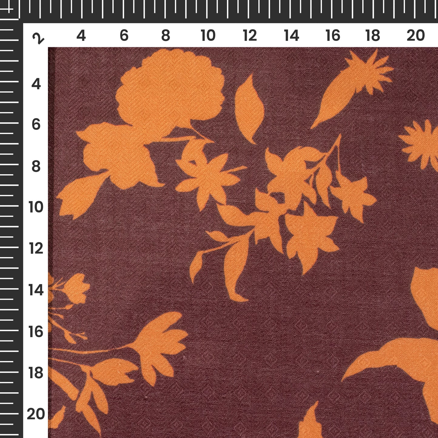 Hickory Brown Floral Digital Print Elegant Blend Pasmina Fabric