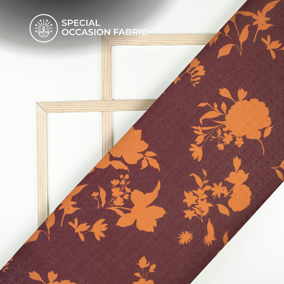 Hickory Brown Floral Digital Print Elegant Blend Pashmina Fabric