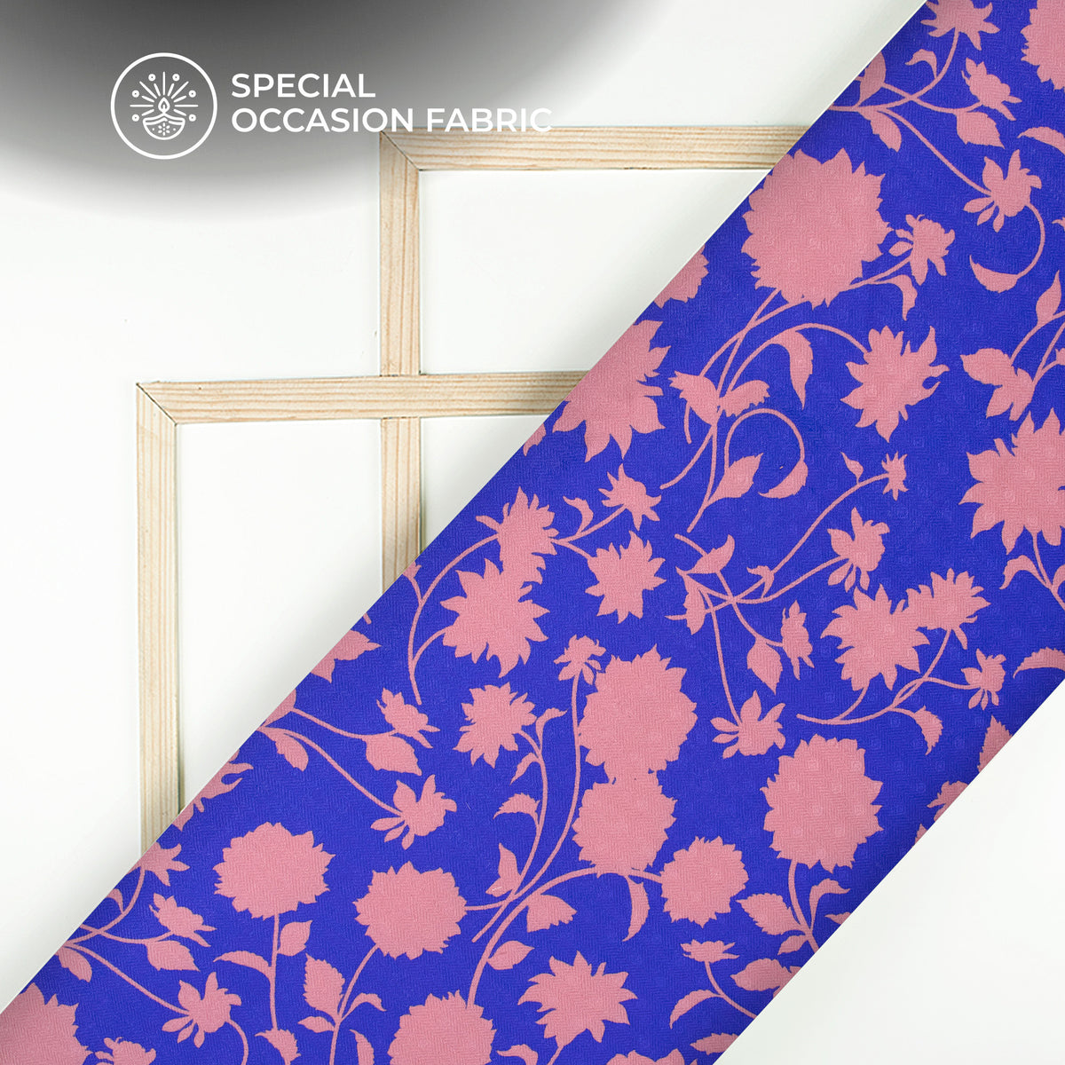 Royal Blue Floral Digital Print Elegant Blend Pashmina Fabric