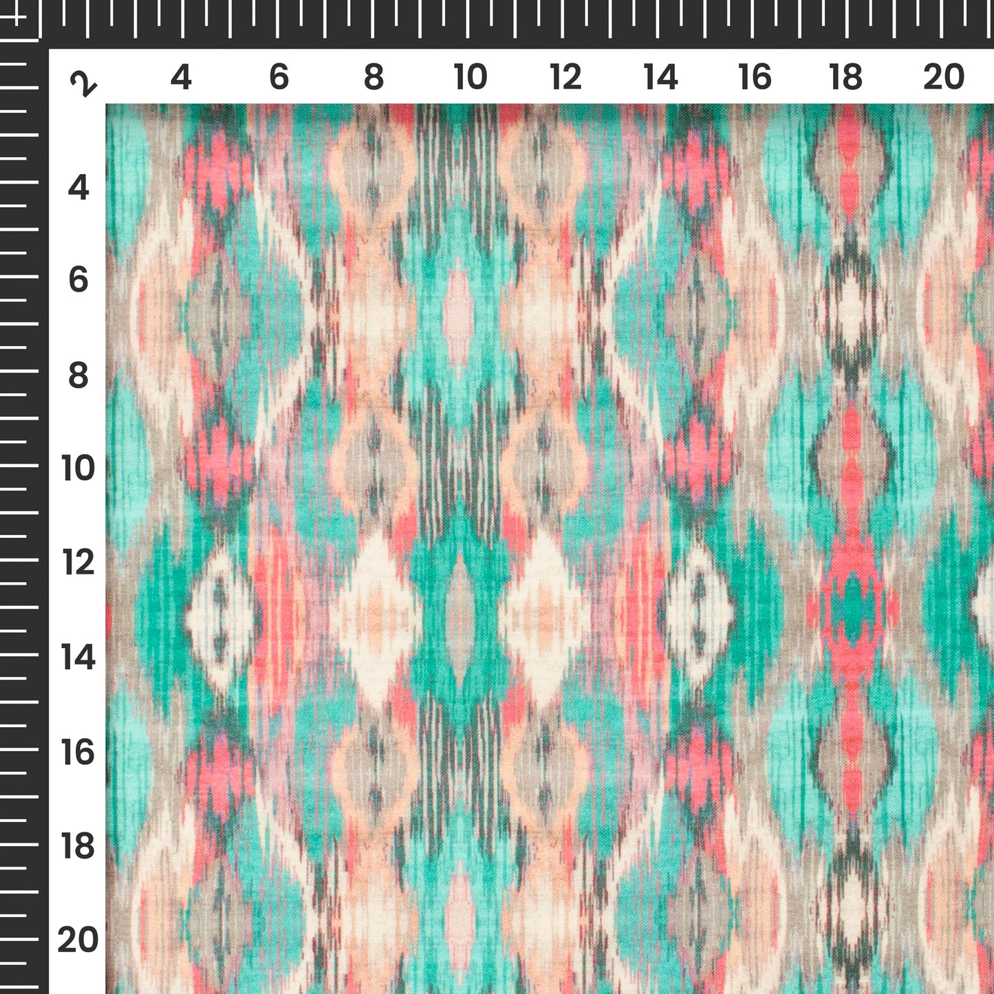 Turquoise Blue Geometric Digital Print Poly Cambric Fabric