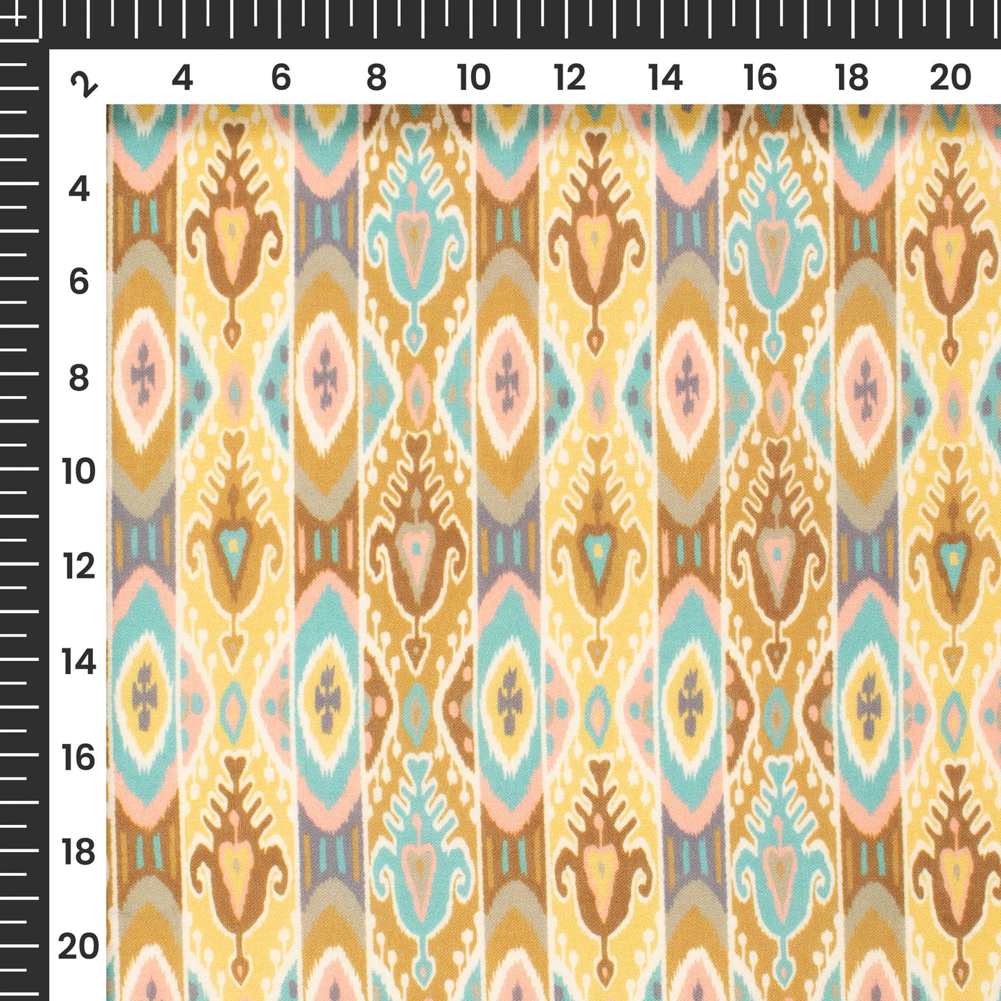 Lemon Yellow Stripes Digital Print Poly Cambric Fabric