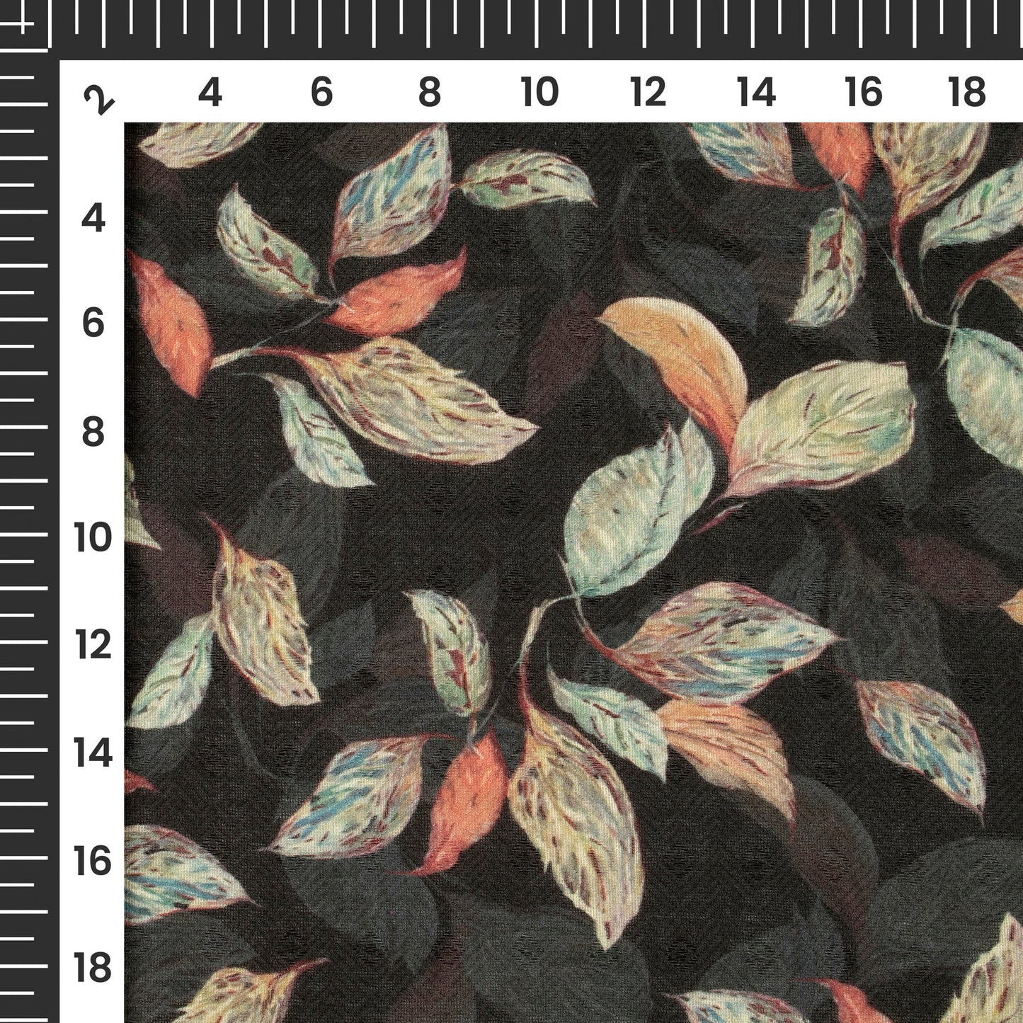 Black Leaf Digital Print Blend Pashmina Fabric