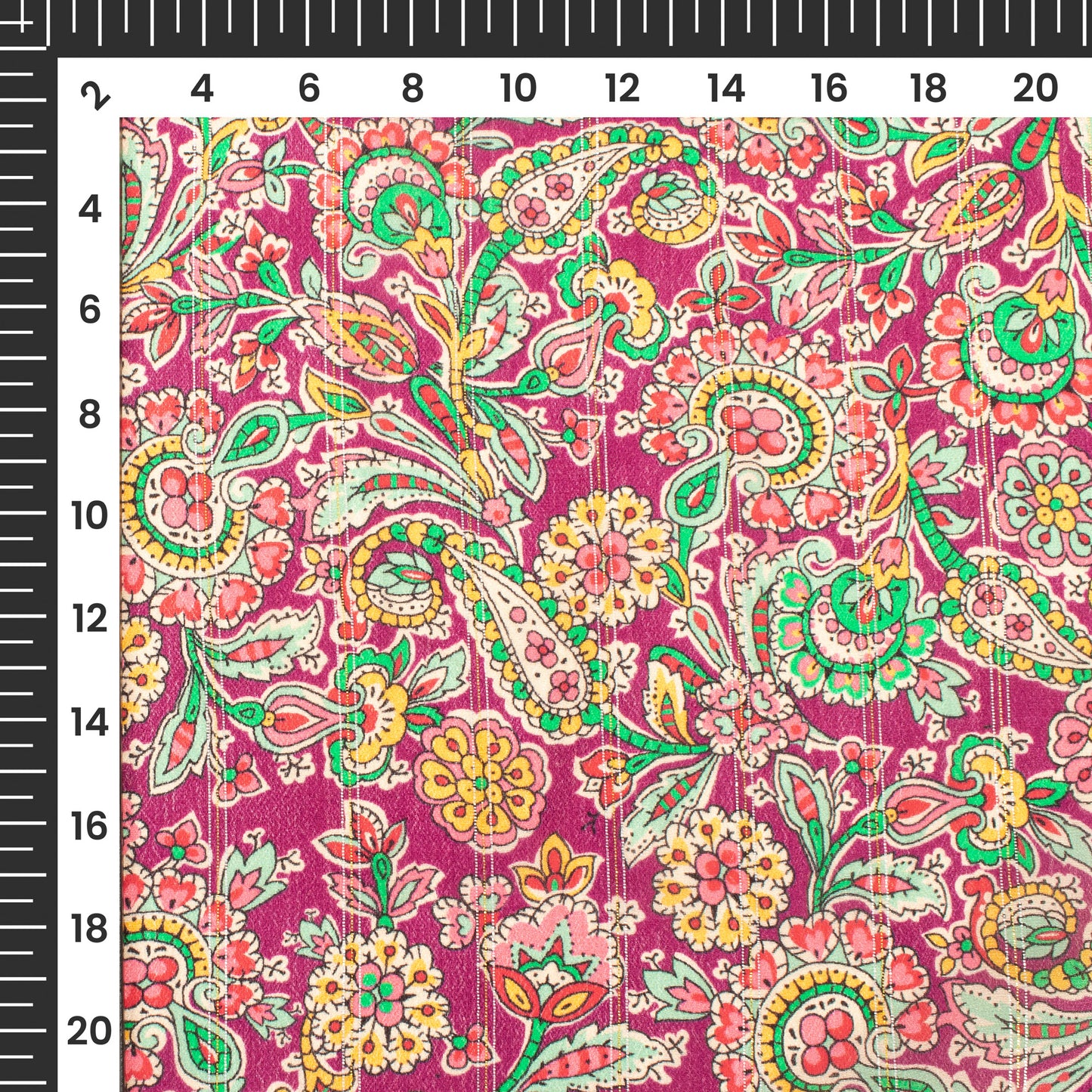 Charming Paisley Digital Print Bemberg Crepe Lurex Fabric