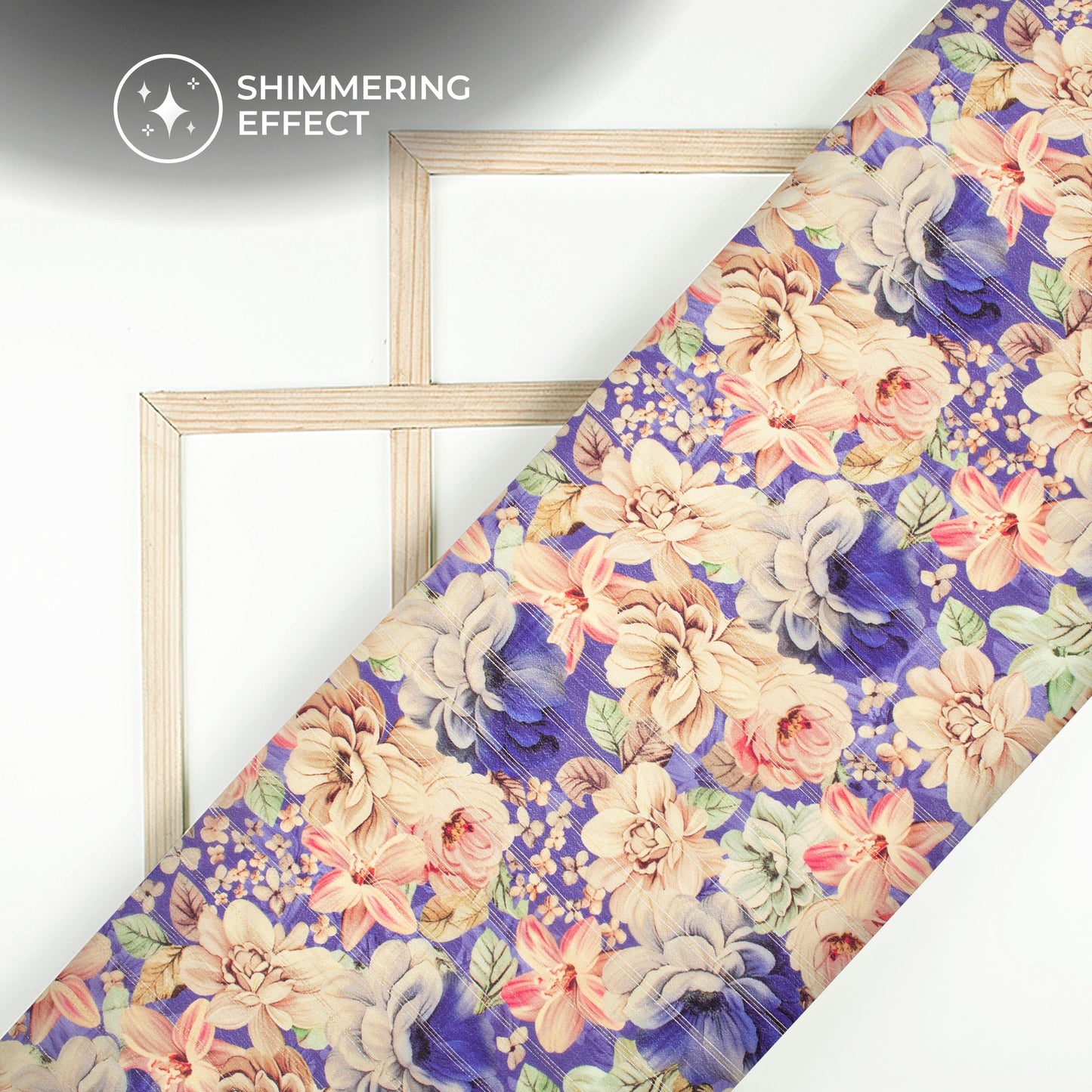 Enchanting Floral Digital Print Bemberg Crepe Lurex Fabric