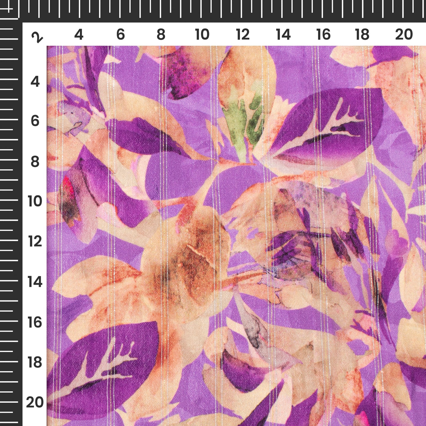 Graceful Floral Digital Print Bemberg Crepe Lurex Fabric