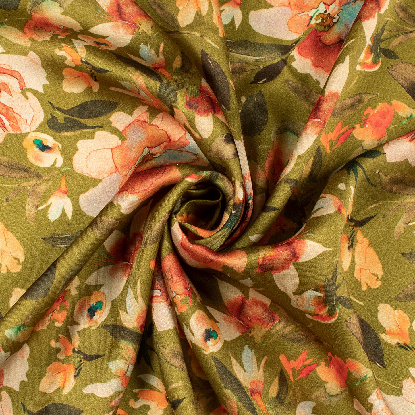 Blossom Floral Digital Print Assami Bemberg Satin Fabric