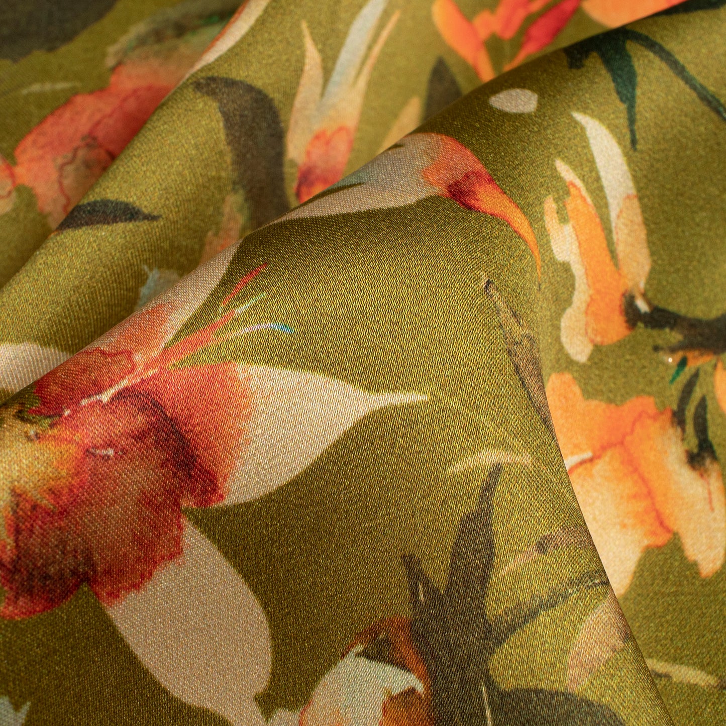 Blossom Floral Digital Print Assami Bemberg Satin Fabric