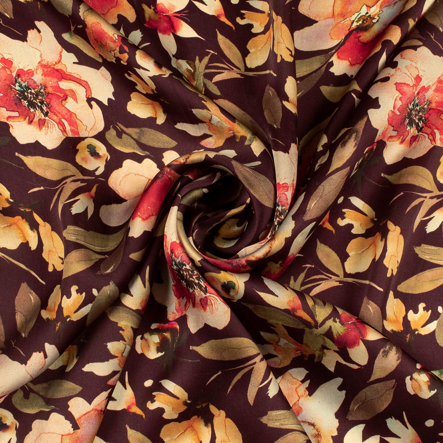 Stunning Floral Digital Print Assami Bemberg Satin Fabric