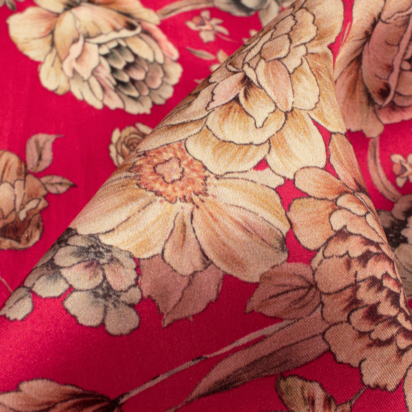 Attractive Floral Digital Print Assami Bemberg Satin Fabric