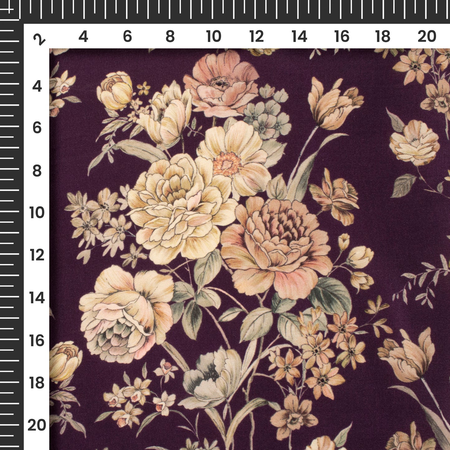 Artistic Floral Digital Print Assami Bemberg Satin Fabric